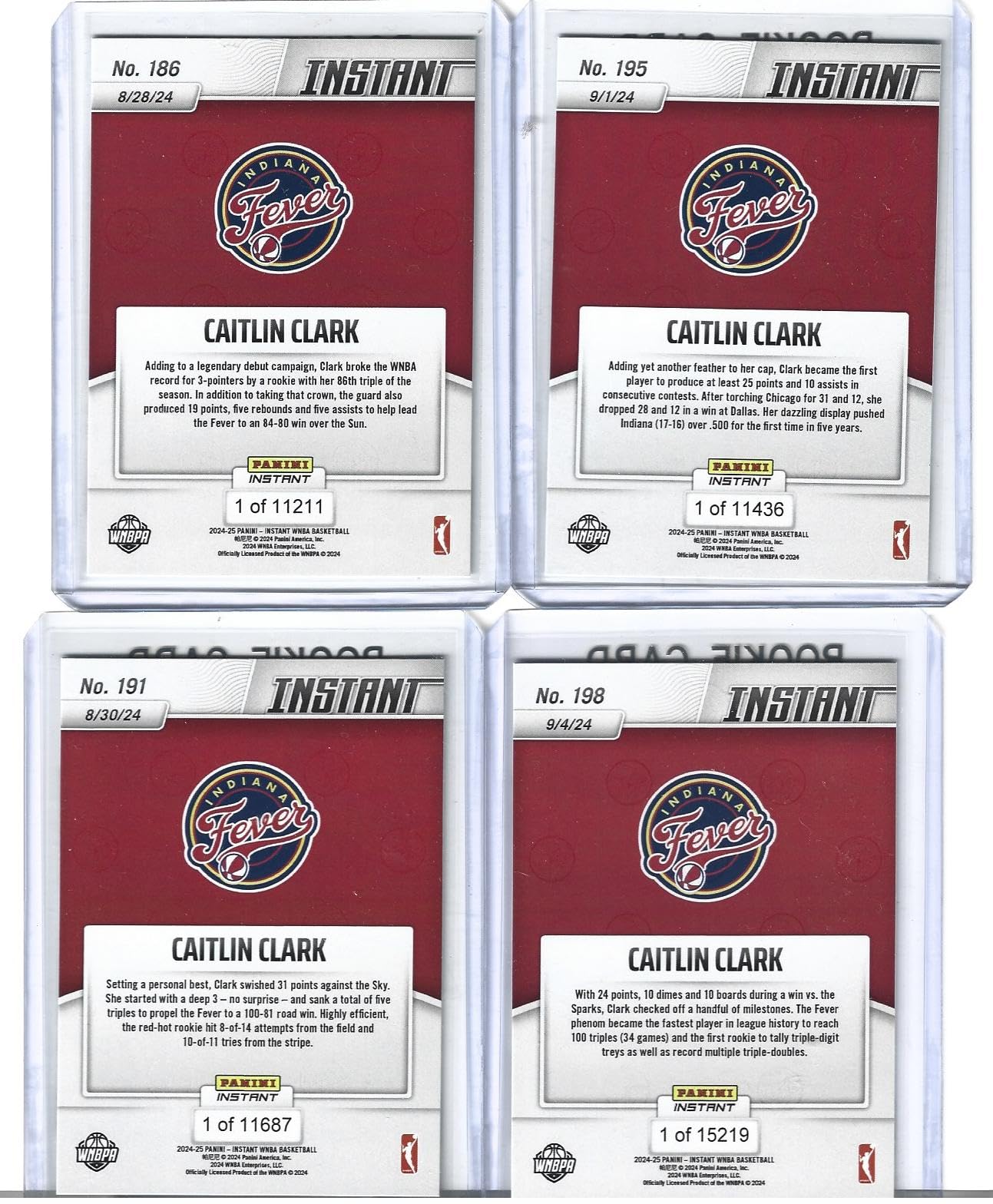 Panini Instant Caitlin Clark Rookie Card Lot - Limited Print Run, Rookie of the Year, Top Loaders Included | Perfect for Sports Collectors, Memorabilia Enthusiasts & Basketball Fans