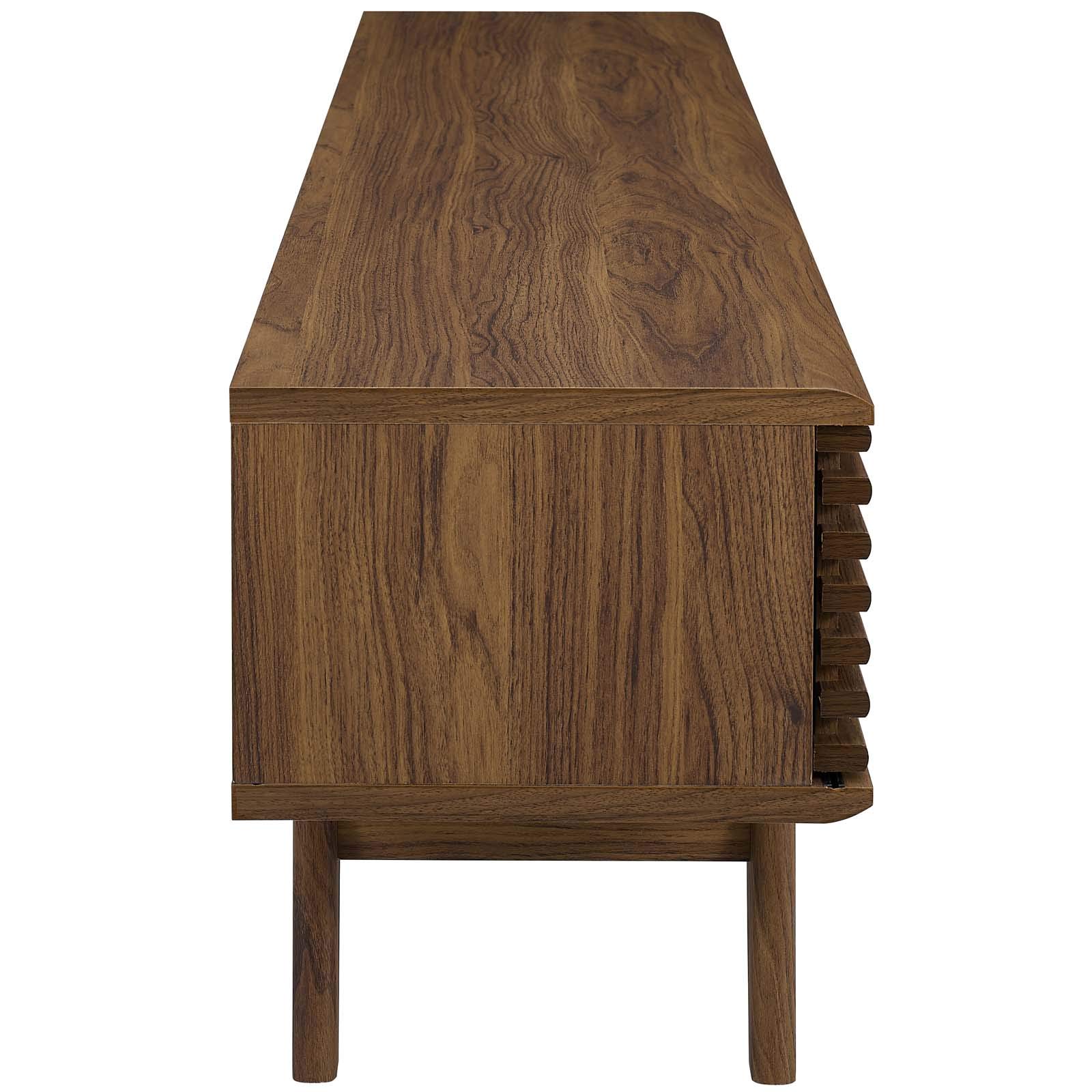 Modern Contemporary TV Stand Console Table - Solid Wood Media Entertainment Center for Living Room, Lounge, Club & Lobby - Natural Brown Finish - Perfect for Home Theater & Office Decor