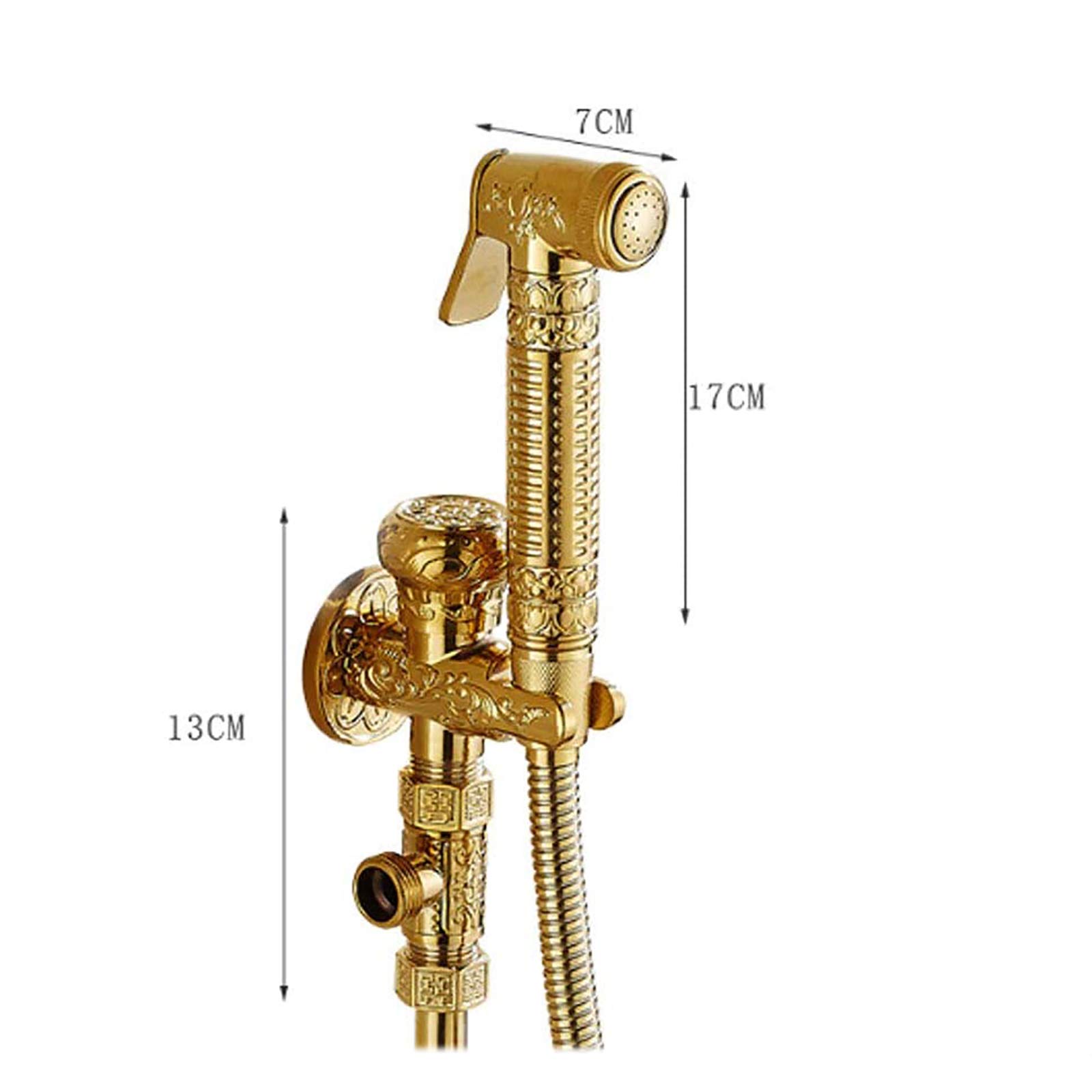 Gold Brass Bidet Sprayer Kit - Wall Mounted Handheld Toilet Bidet Spray with Shower Hose for Bathroom, Cold Water Cloth Diaper Washer & Pet Bath Accessories | Perfect for Hygienic Cleaning, Baby Care & Pet Grooming