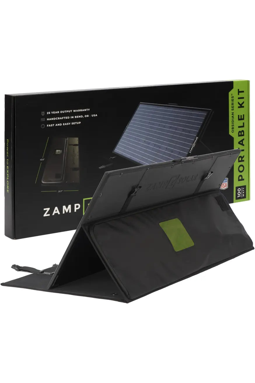 Zamp Solar OBSIDIAN® SERIES 100W Portable Solar Panel Kit - Unregulated Power for Off-Grid Camping, RV & Emergency Power Supply