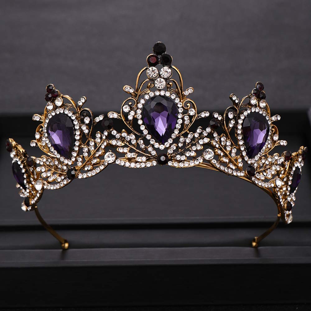Vintage Wedding Hair Accessories - Purple Rhinestone Crystal Bridal Crown Headpiece for Bride, Prom, Quinceañera & Special Occasions | Elegant Headdress Jewelry