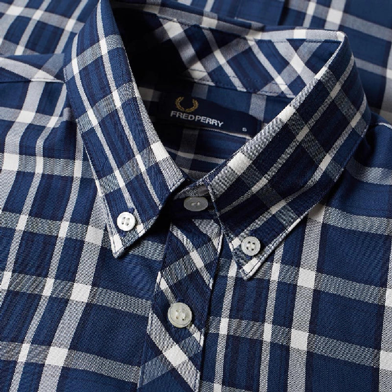 Fred Perry Service Blue Button Down Shirt | Classic Men's Casual Dress Shirt for Office, Party & Everyday Wear