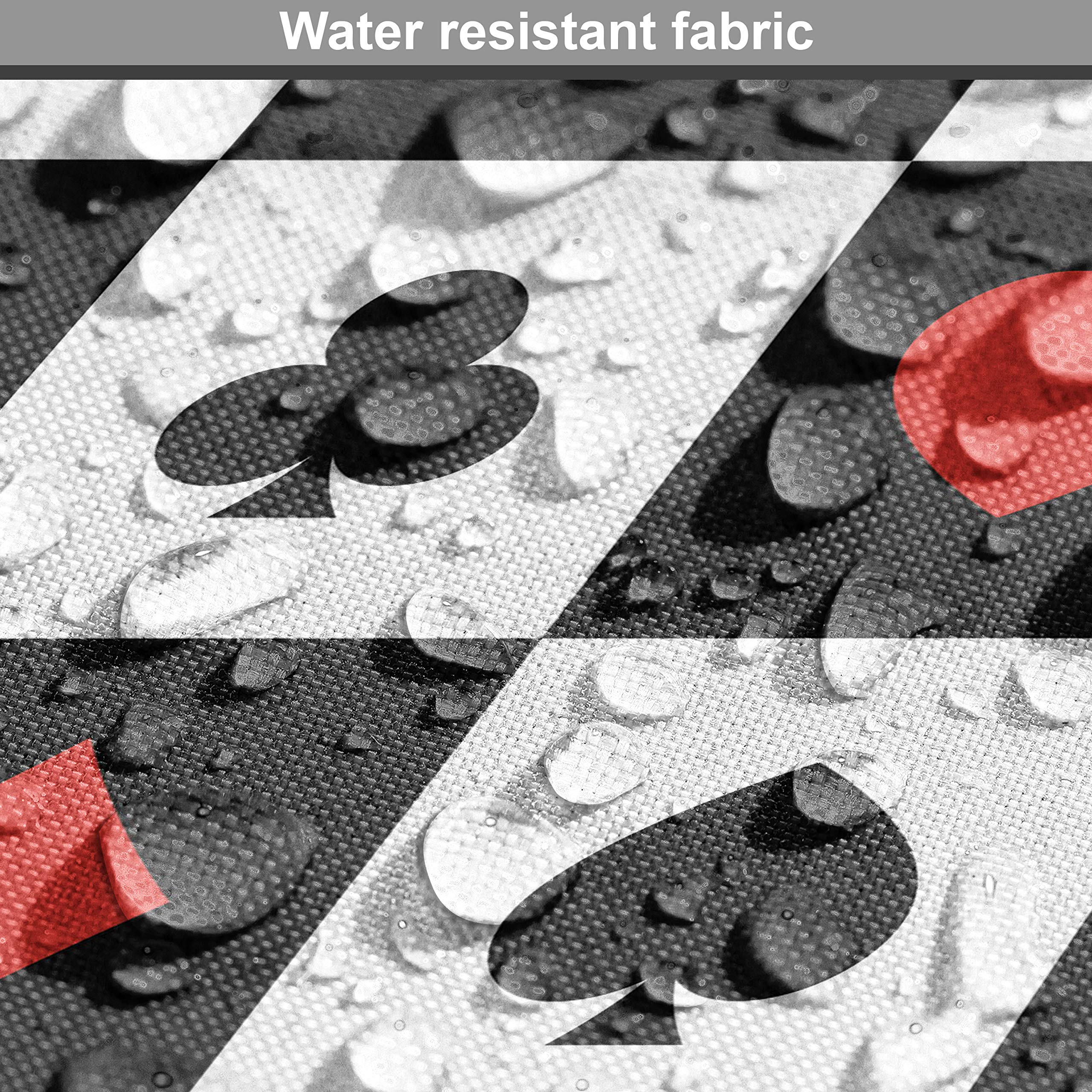 Lunarable Poker Fabric by The Yard - Checkered Squares with Poker Card Suits (Spades, Hearts, Clubs) - 10 Yards Black & White Upholstery Fabric for Home Decor, DIY Projects & Poker-Themed Room Accents