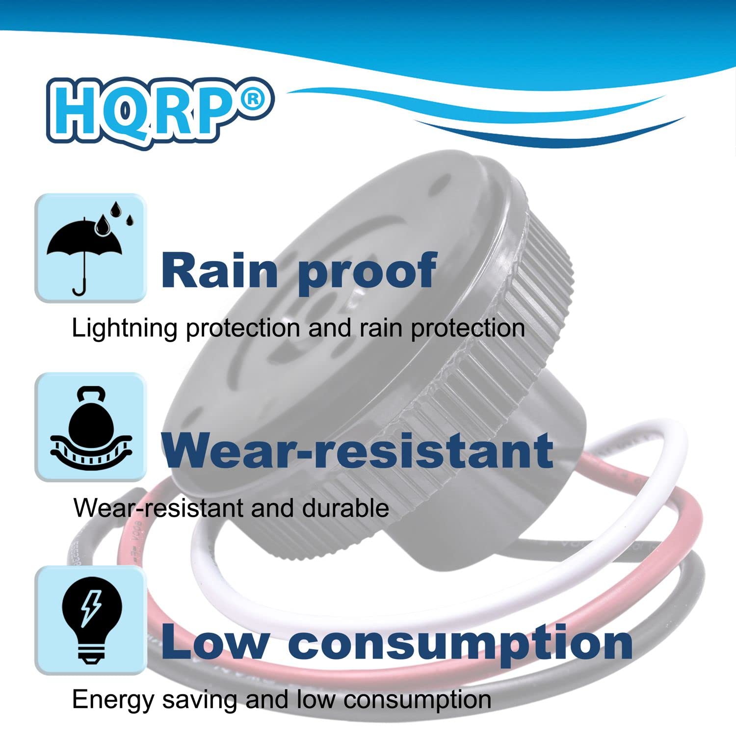 HQRP 2-Pack Photocell Sensor 3-Pin Receptacle Switch Socket - Dusk to Dawn Outdoor Twist Lock Plug for LED Flood, Garden & Street Lights | Weatherproof Light Control for Patio, Yard & Commercial Lighting