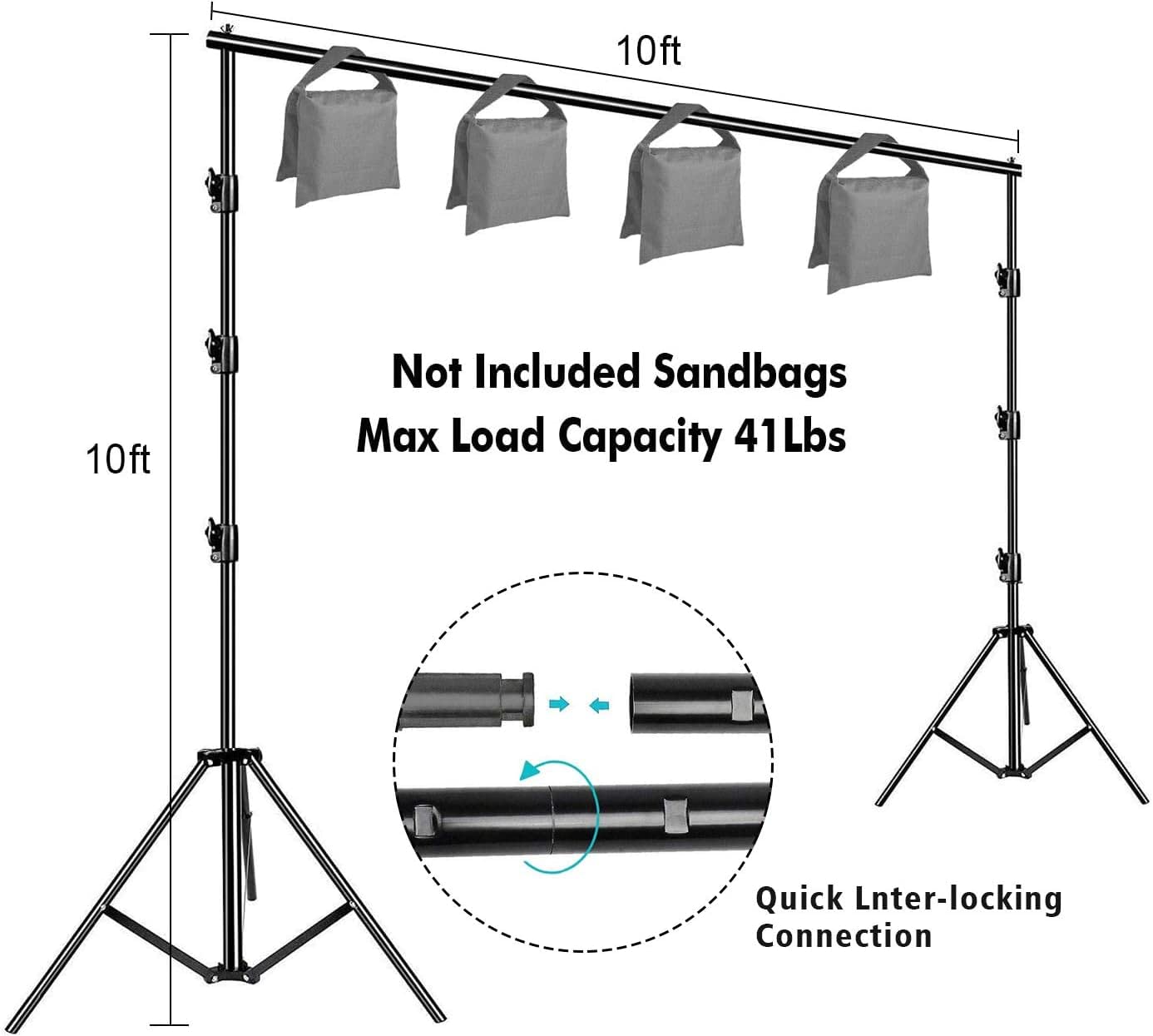 SLOW DOLPHIN 10x12ft White Cotton Muslin Backdrop with 10x10ft Stand - Photography Background Support Kit with Clamps, Clips & Carry Bag - Perfect for Photo Studios, Video Shoots, and Portrait Photography