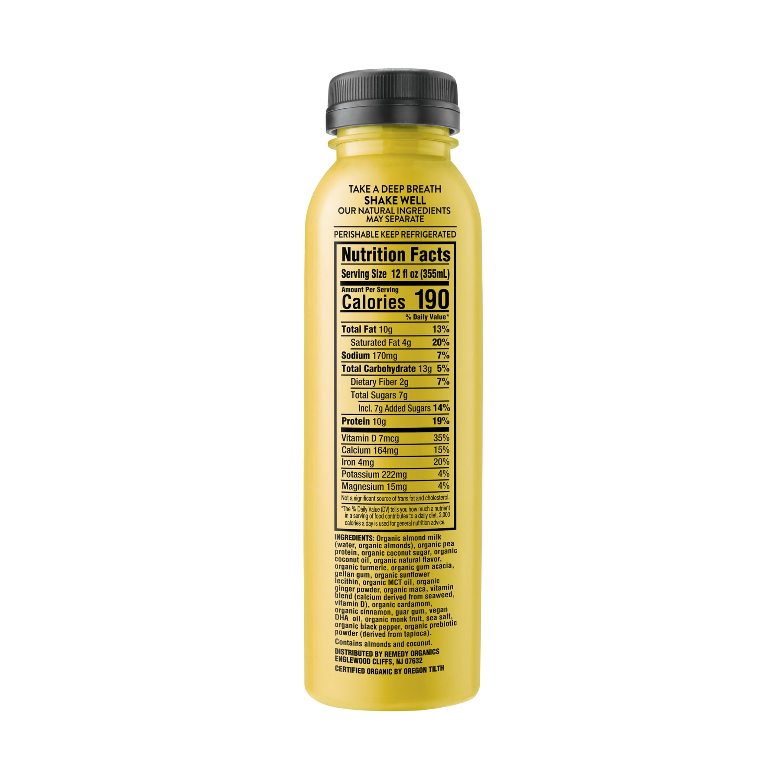 Remedy Organics Golden Mind 12-Pack | USDA Organic Plant-Based Protein Shakes | Ready to Drink, Gluten Free, Dairy Free, Soy Free | Perfect for Post-Workout Recovery & Healthy On-the-Go Nutrition