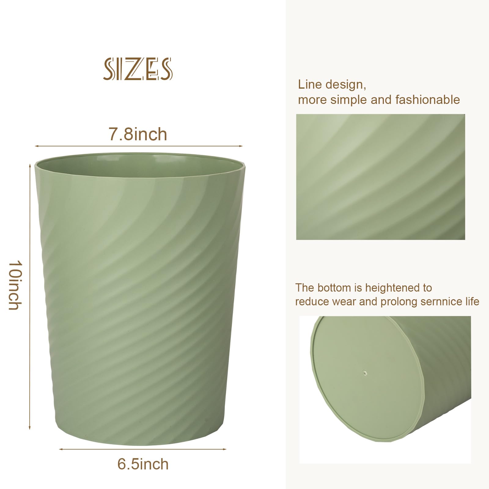 UUJOLY 3.5 Gallon Small Plastic Trash Can - Mint Green Waste Basket for Bathroom, Kitchen, Office, Laundry Room, Kids Room & Dorm - Perfect for Home, Office & Classroom Organization