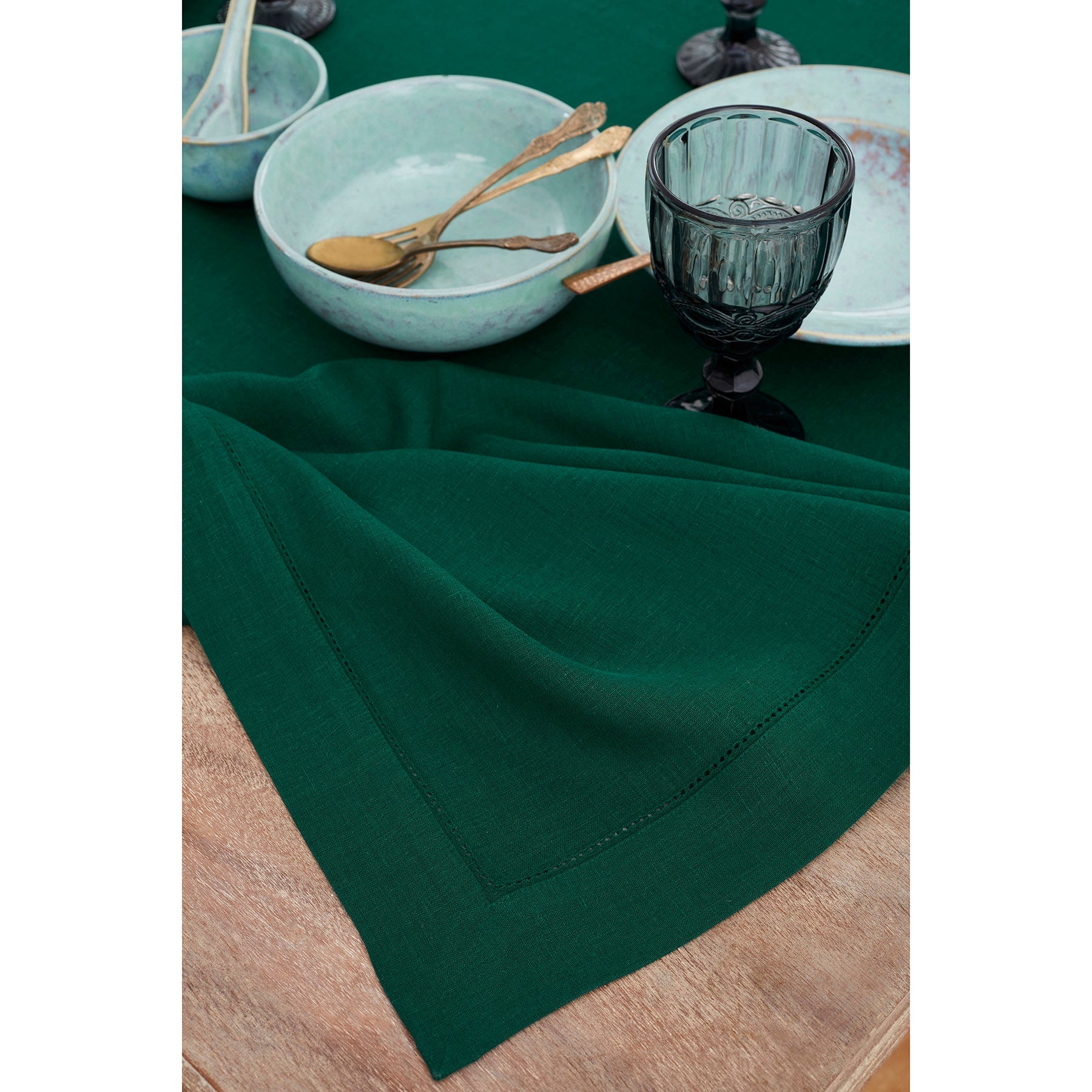 Elegant Classic Hemstitch Tablecloth - Premium Cotton Linen Dining Table Cover for Formal Dinners & Special Occasions