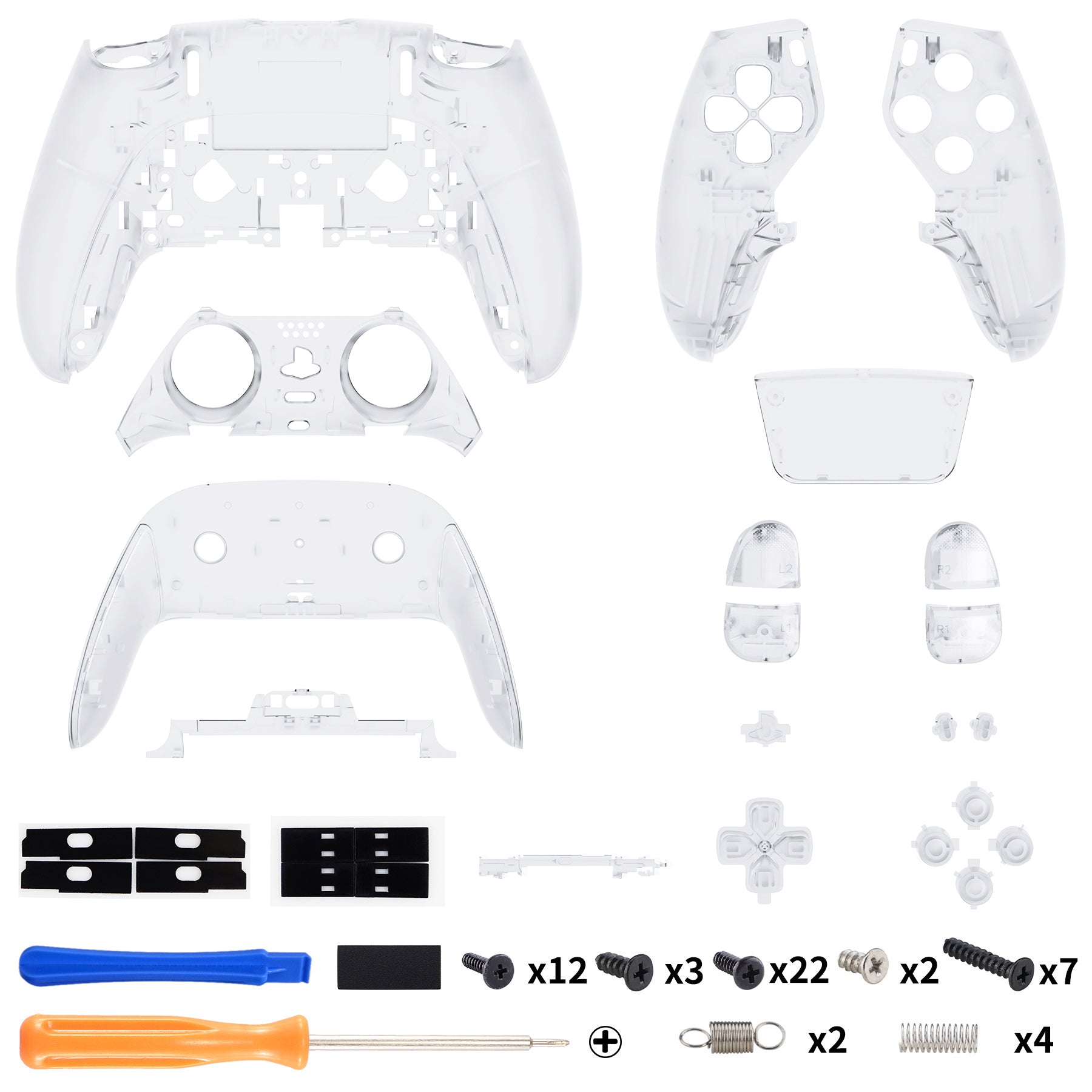 eXtremeRate Clear Full Housing Shell with Buttons & Touchpad Cover for PS5 Edge Controller - Custom Replacement Front & Back Plates | Gaming Accessories for Enhanced PS5 Edge Controller Experience