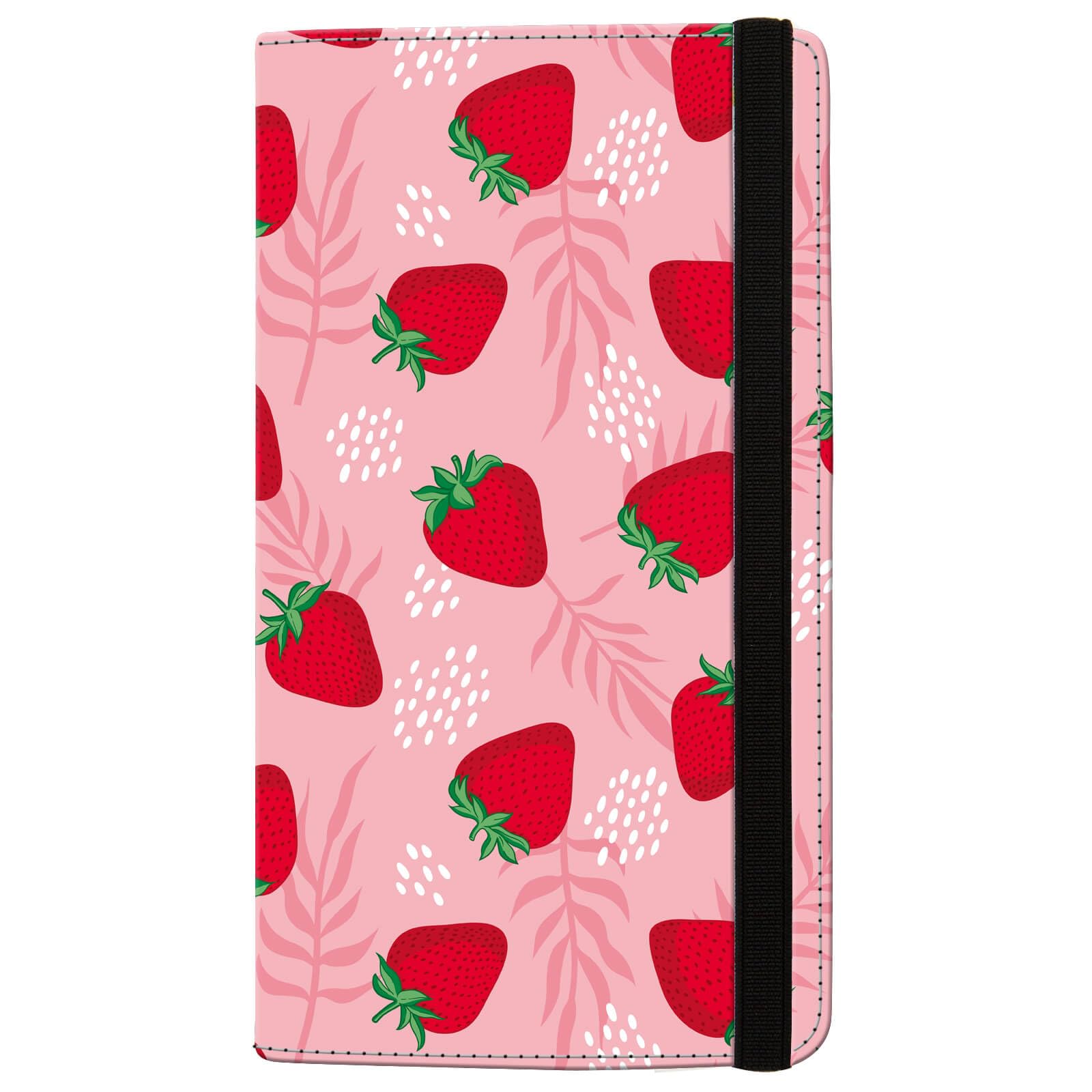 Premium Leather Checkbook Cover for Women & Men - RFID Blocking Wallet with Duplicate Checks Holder - Stylish Strawberry Design - Perfect for Office, Travel, and Everyday Use