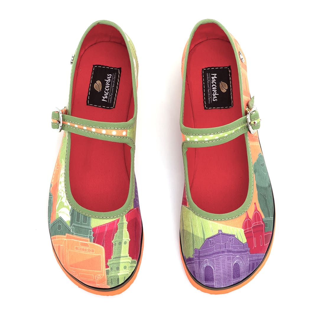 Medellín Primaveral Macondas® Women's Illustrated Mary Jane Shoes - Comfortable & Stylish Flats for Casual Wear, Office & Special Occasions