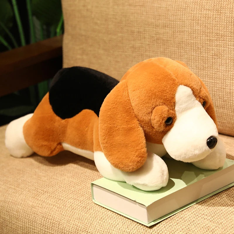 40-80CM Kawaii Stuffed Beagle Plush Toy - Soft Lying Puppy Dog with Outfit, Cute Animal Pillow Doll for Kids, Baby Girls Birthday Gift - Perfect for Nursery Decor, Cuddling & Gift Giving