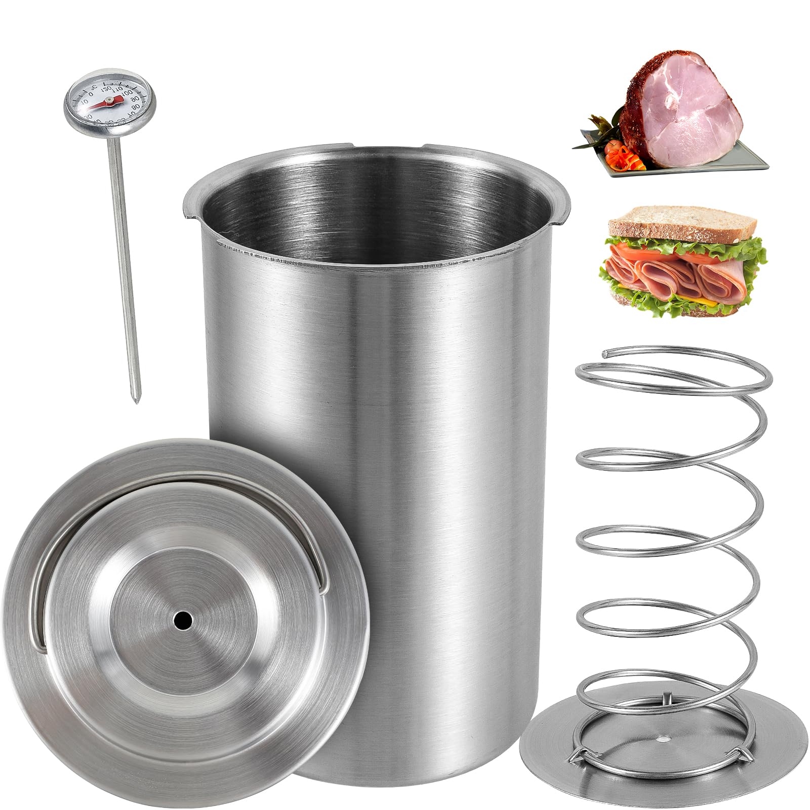 Premium 304 Stainless Steel Meat Press Cooker - Heavy Duty Ham Press Maker for Pork, Beef, Fish & Poultry | Round Shape Deli Meat Press Machine for Homemade Sausages, Burgers & BBQ | Perfect for Restaurants, Home Kitchens & Outdoor Cooking