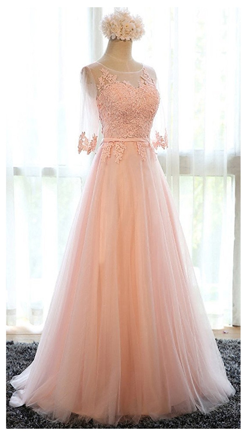 Sarahbridal Women's Elegant Tulle Applique Prom Dress 2024 - Long Formal Evening Gown with Floral Embroidery for Homecoming, Ball, Wedding & Special Occasions