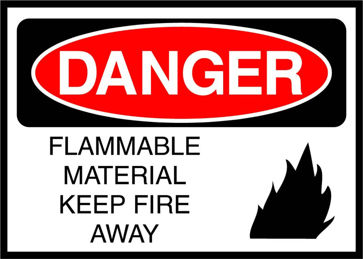 Flammable Material Warning Label Decal Sticker 8 Inch - OSHA ANSI Compliant Fire Hazard Sign for Warehouse, Chemical Storage & Workshop Safety
