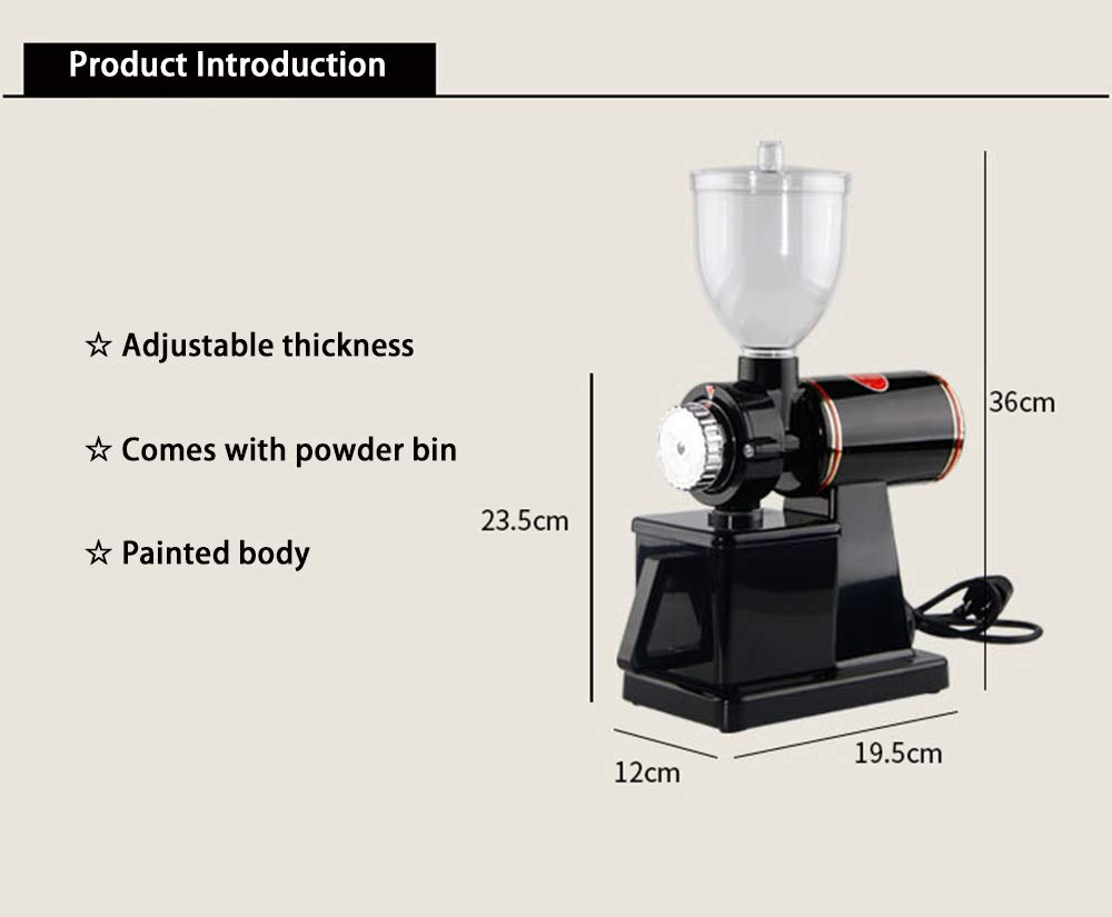 Huanyu 250G Electric Coffee Grinder - Commercial & Home Burr Grinder with 8 Adjustable Settings, 200W Motor, Anti-Jumping Design for Espresso, French Press, Cold Brew & Drip Coffee Makers - Perfect for Coffee Shops, Restaurants & Home Baristas