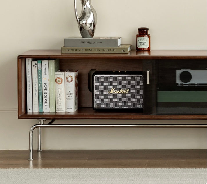 Modern Black Walnut Solid Wood TV Stand - Stylish Entertainment Center for Living Room, Bedroom & Home Theater Setup