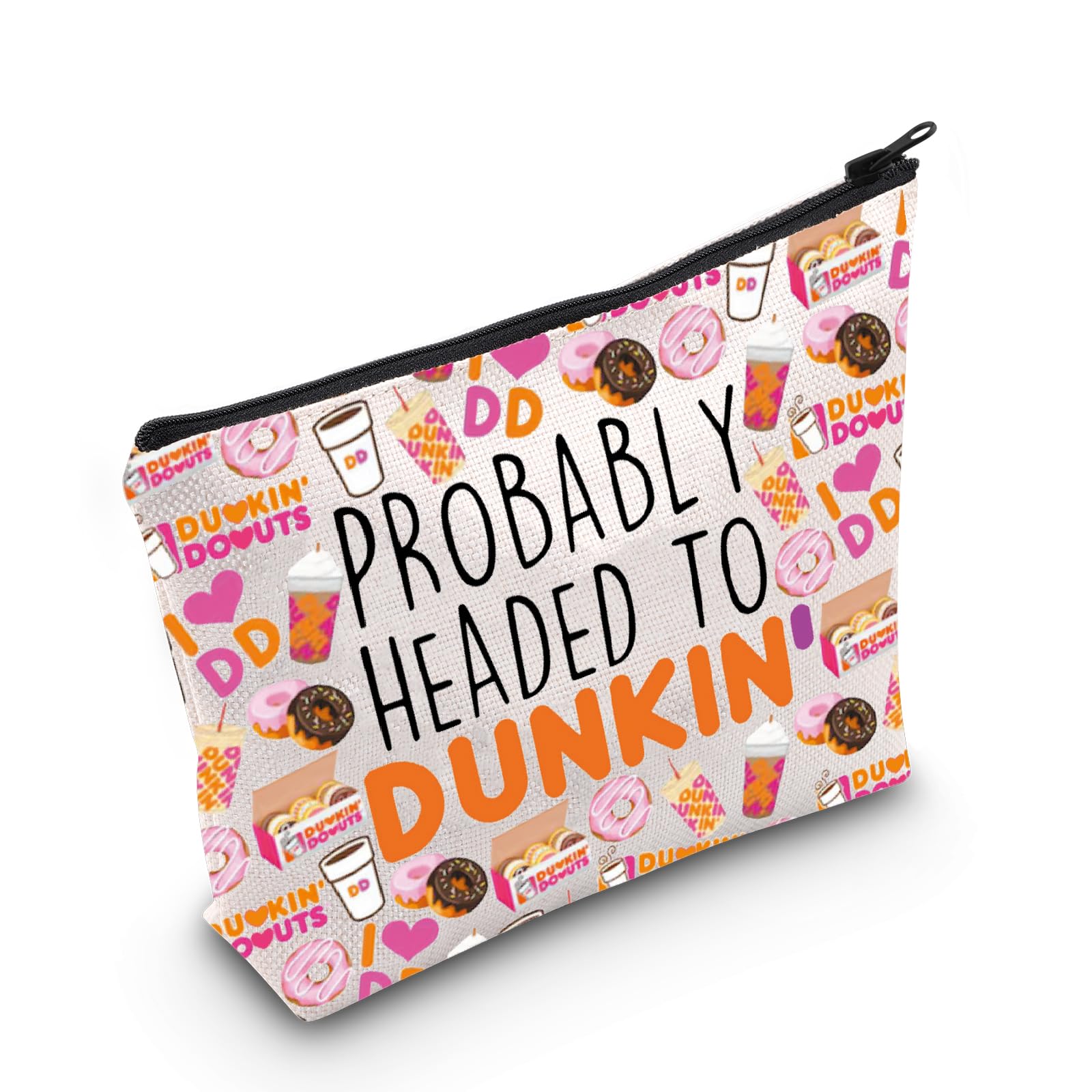 WCGXKO Donut-Themed Makeup Bag - Perfect Gift for Coffee Lovers & Donut Enthusiasts - Cute Cosmetic Organizer for Travel, Gym & Daily Use (Coffee-Inspired Design)