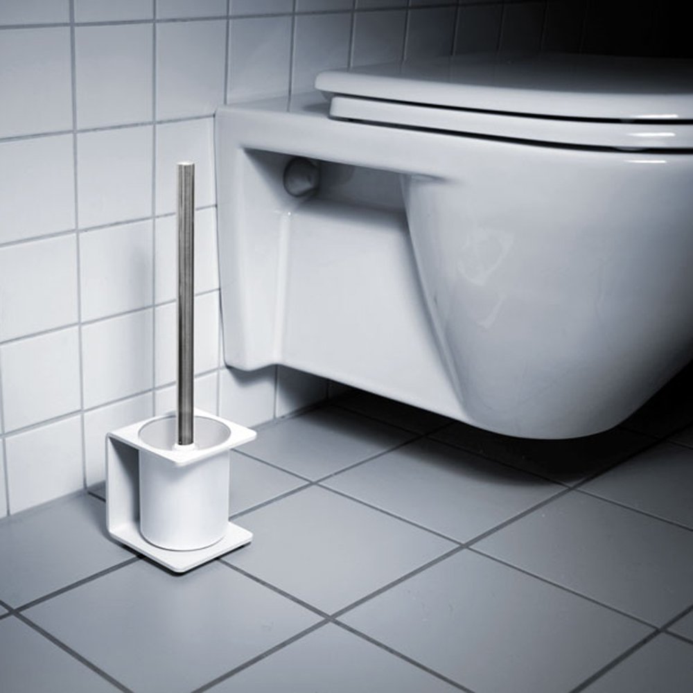 Puro White Toilet Brush Holder - Bathroom Cleaning Organizer for Modern Homes, Perfect for Bathroom, Kitchen, and Utility Room Storage