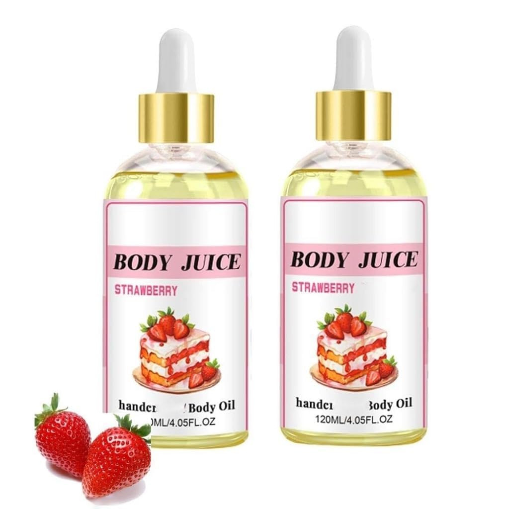 Strawberry Shortcake Body Oil for Women - 120ml Handcrafted Moisturizing & Nourishing Body Juice Oil (2 Pack) - Perfect for Dry Skin Care, Massage & Aromatherapy