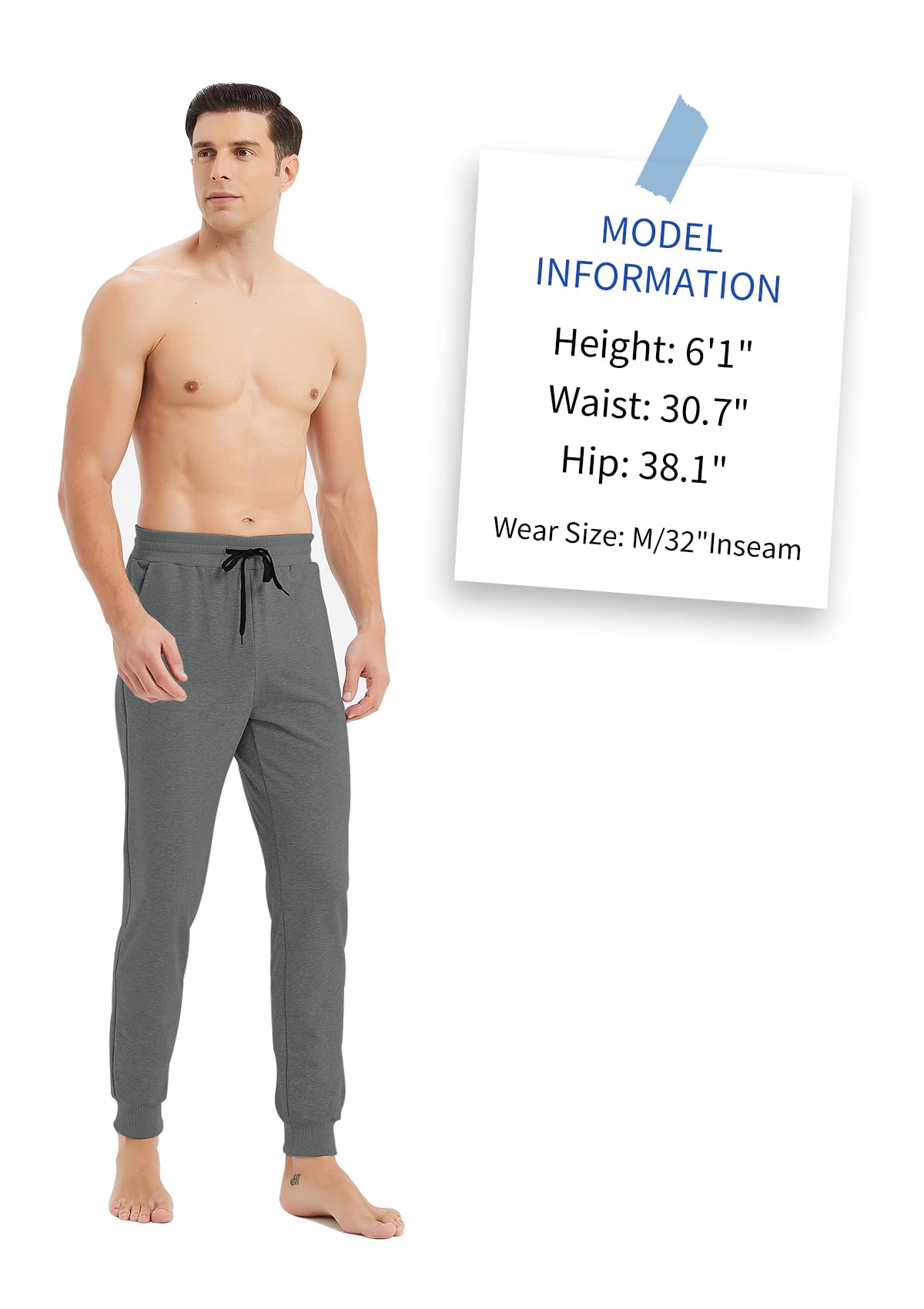 32/34/36/38/40 Long Inseam Men's Tall Sweatpants - Slim Fit Joggers for Workout & Casual Wear | Perfect for Tall Men's Gym, Running & Lounge