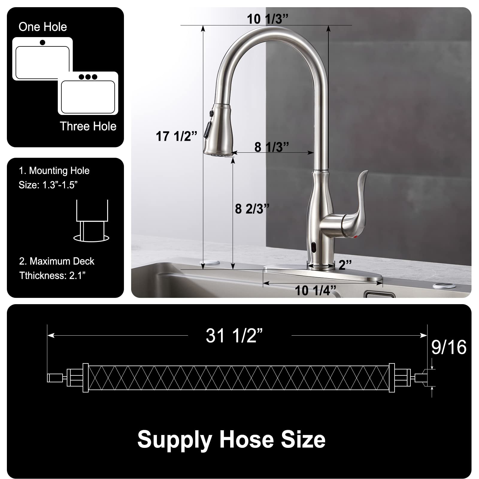 Hands-Free Kitchen Faucet with Motion Sensor - Pull Down Sprayer, Stainless Steel Finish for Modern Kitchens