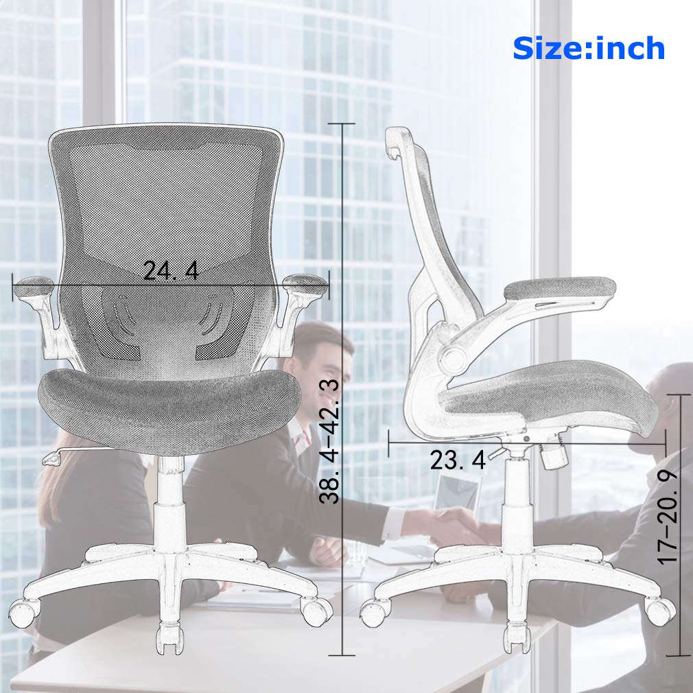 Ergonomic Mesh Office Chair with Lumbar Support & Flip-Up Arms - Adjustable Swivel Rolling Computer Desk Chair for Home Office, Adults & Women - Perfect for Long Work Hours, Gaming & Remote Work (Black)