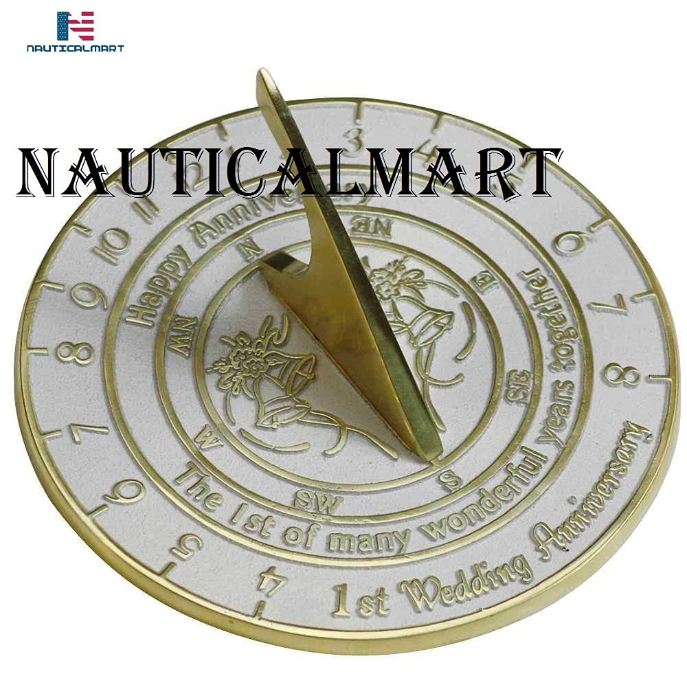 NauticalMart Premium Sundial Gift for 1st Wedding Anniversary - Romantic Outdoor Garden Decor & Unique Keepsake for Couples