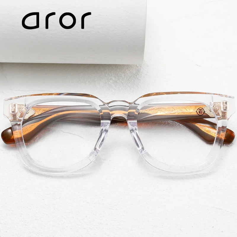 Aror Unisex Full Rim Square Thick Acetate Eyeglasses 842316 - Stylish & Durable Glasses for Men & Women - Perfect for Reading, Work, and Everyday Fashion