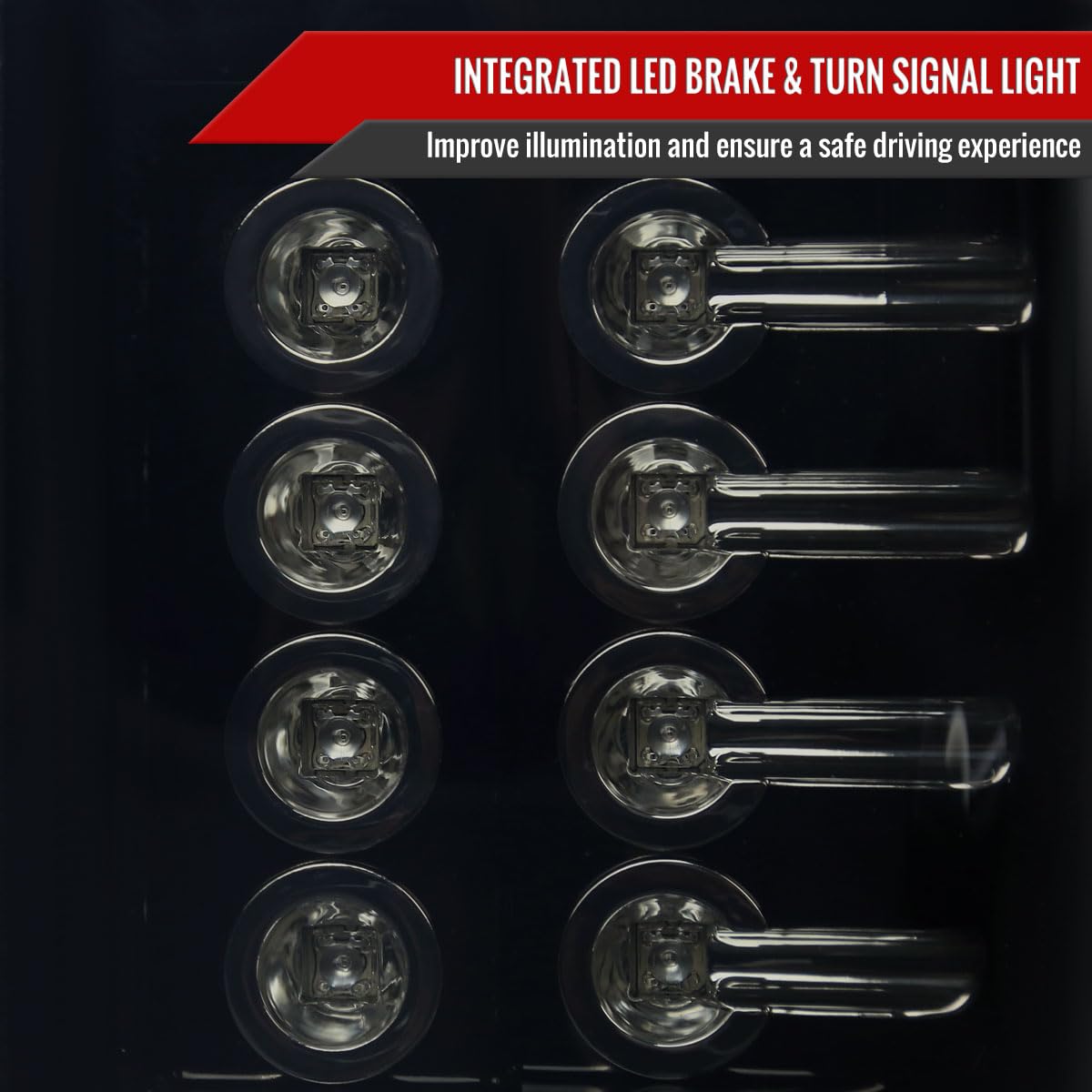 2007-2012 Pickup Truck LED Tail Lights - Glossy Black Smoke Lens - High Visibility Brake Lamps - Perfect for Night Driving & Off-Road Adventures