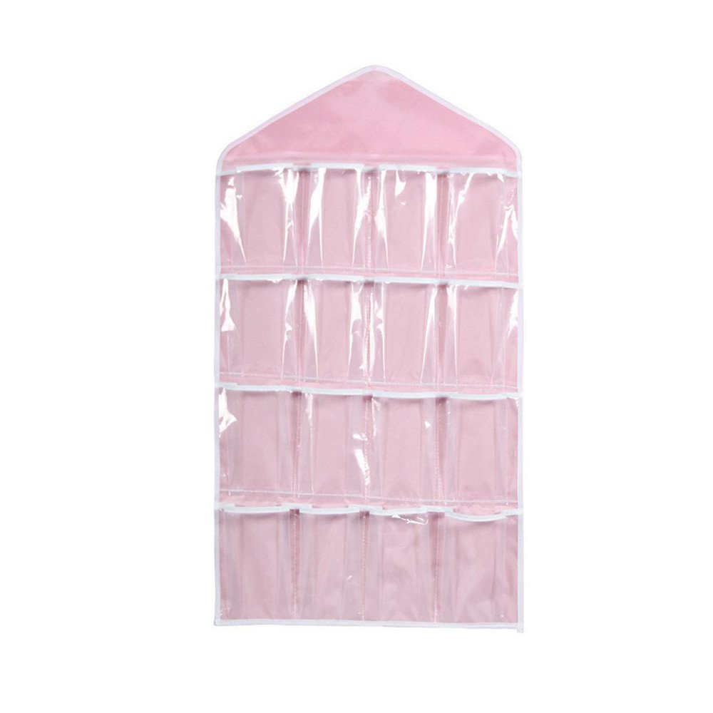16-Pocket Clear Hanging Closet Organizer for Underwear, Bras, Socks & Accessories | Space-Saving Storage Solution for Bedroom, Bathroom & Travel | BCDshop