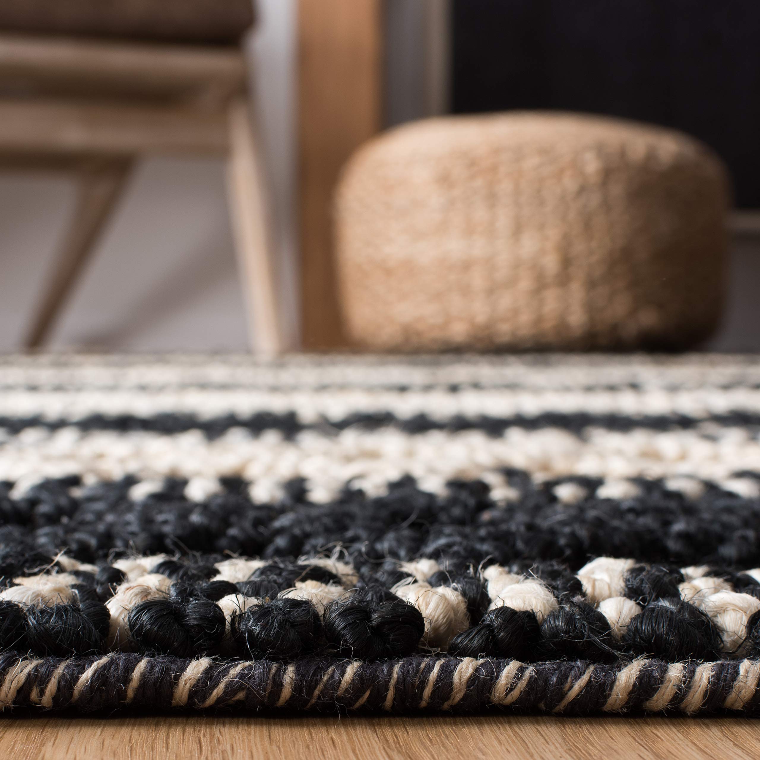 SAFAVIEH Handmade Boho Moroccan Tribal Jute Rug 4' x 6' - Natural Fiber Collection in Black & Ivory | Non-Slip Accent Rug for High Traffic Areas | Perfect for Entryway, Living Room, Bedroom & Boho Decor (NF568Z)
