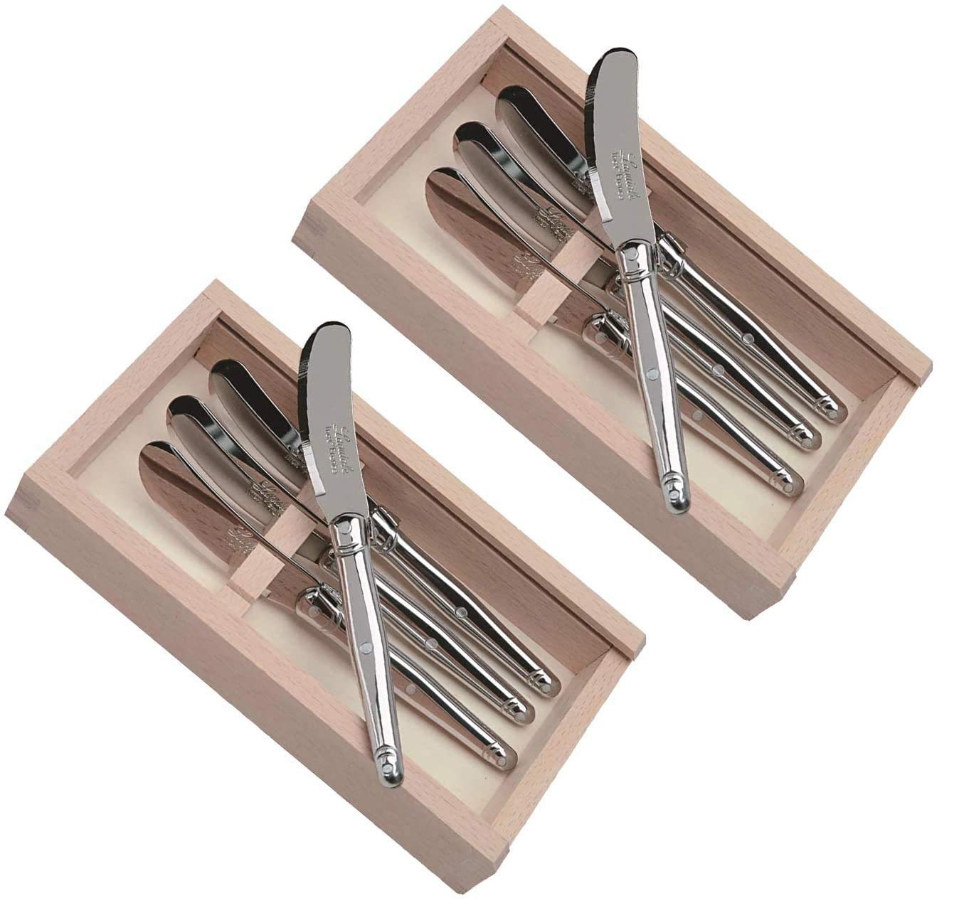 Premium Laguiole Cheese Spreader Set - 4 Stainless Steel Knives (2 Pack) - Perfect for Cheese Boards, Charcuterie, and Gourmet Entertaining