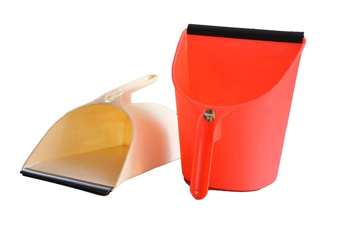 Premium Unbreakable Plastic Dust Pan & Dust Bin Combo - Heavy Duty Litter Collector for Home, Office & Shop Cleaning - Durable Waste Pickup Tool (Random Color, Pack of 1) - Ideal for Kitchen, Garage, Warehouse & Pet Areas