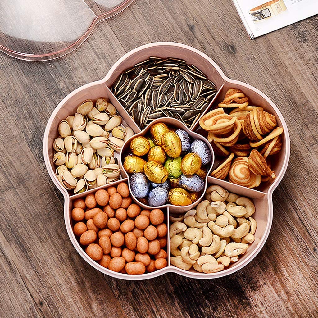 Durable Flower-Shaped Snack Serving Tray with Lid - Perfect for Nuts, Candy & Dried Fruits | Elegant Storage Box for Kitchen, Party & Home Decor