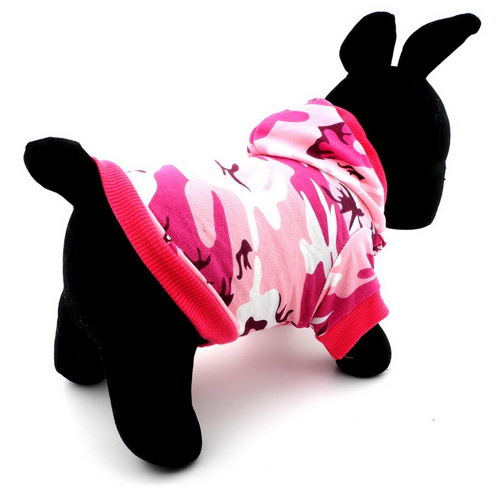 Zunea Small Dog Clothes for Female - Summer Camo Pattern Hoodie Jumper Shirt in Pink Size M - Perfect for Outdoor Adventures & Daily Walks