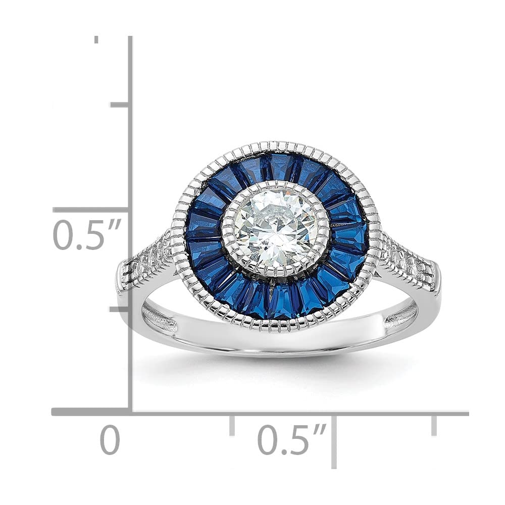 925 Sterling Silver Synthetic Blue Spinel & Cubic Zirconia Ring for Women | Elegant Fine Jewelry Gift for Her | Perfect for Anniversaries, Birthdays & Special Occasions