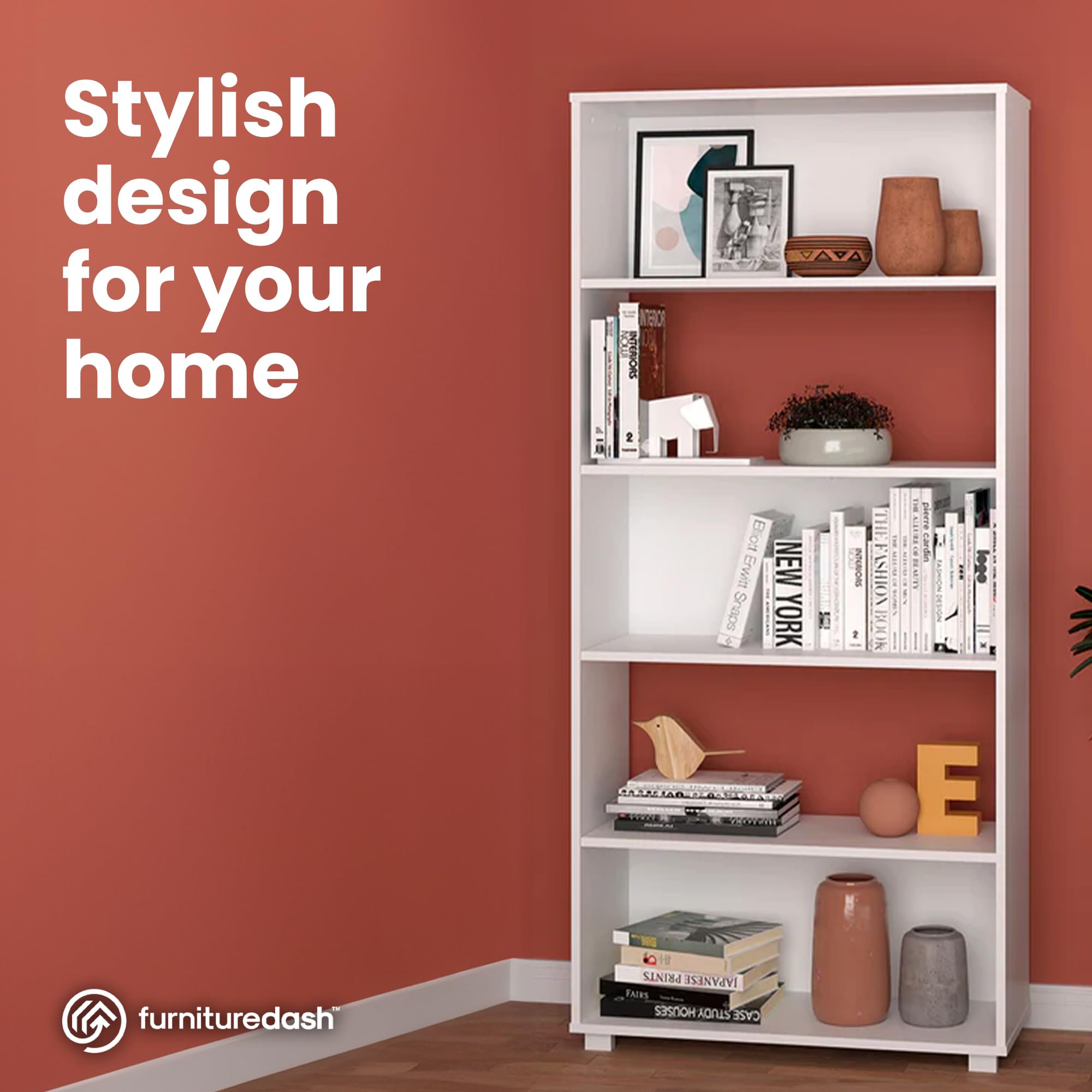 Modern White Bookcase - Sturdy Wooden Bookshelf for Home & Office - Perfect for Living Room, Bedroom, or Study Organization
