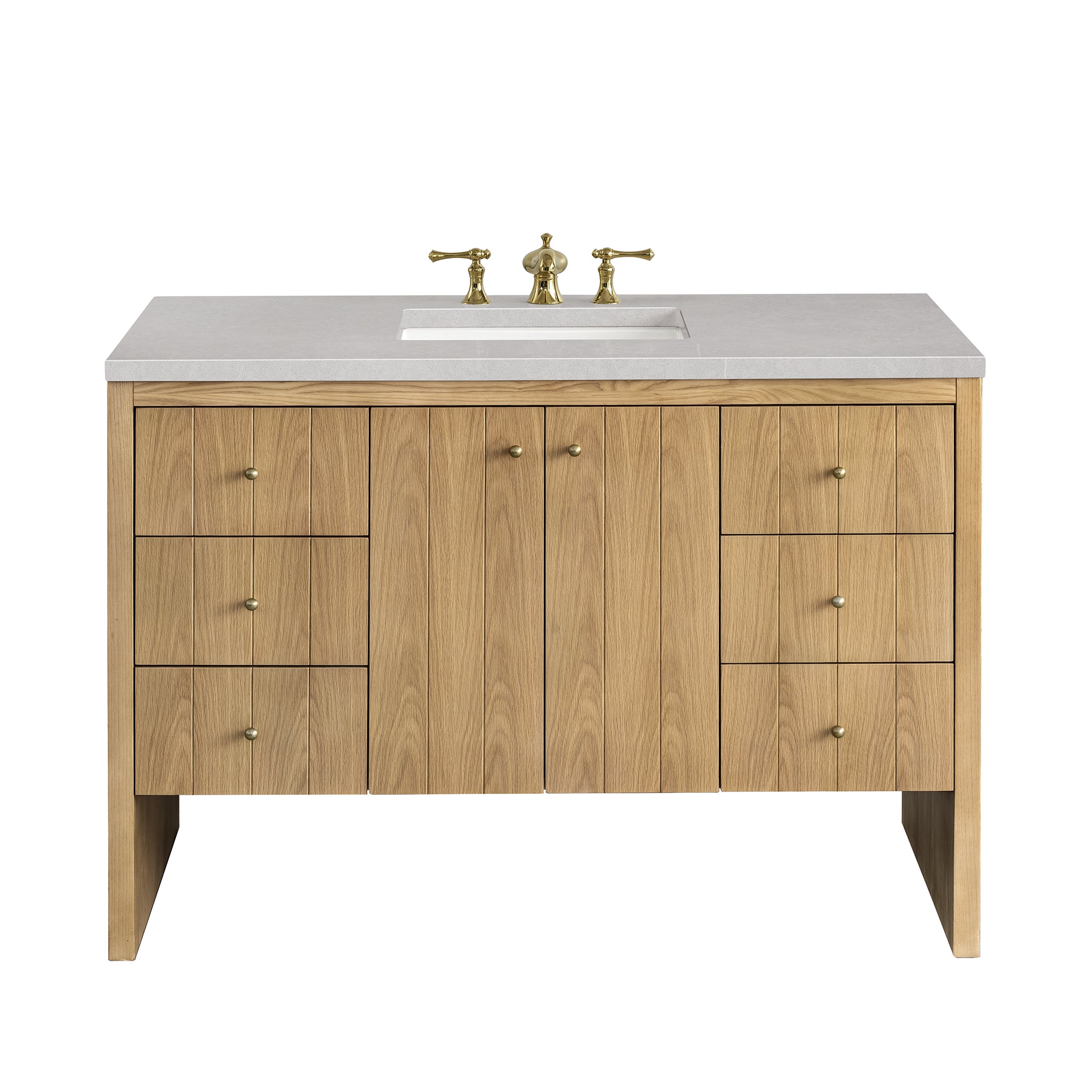 48 Inch Hudson Single Bathroom Vanity in Light Natural Oak with 3CM Eternal Serena Top - Perfect for Modern Home Renovations & Small Space Bathrooms