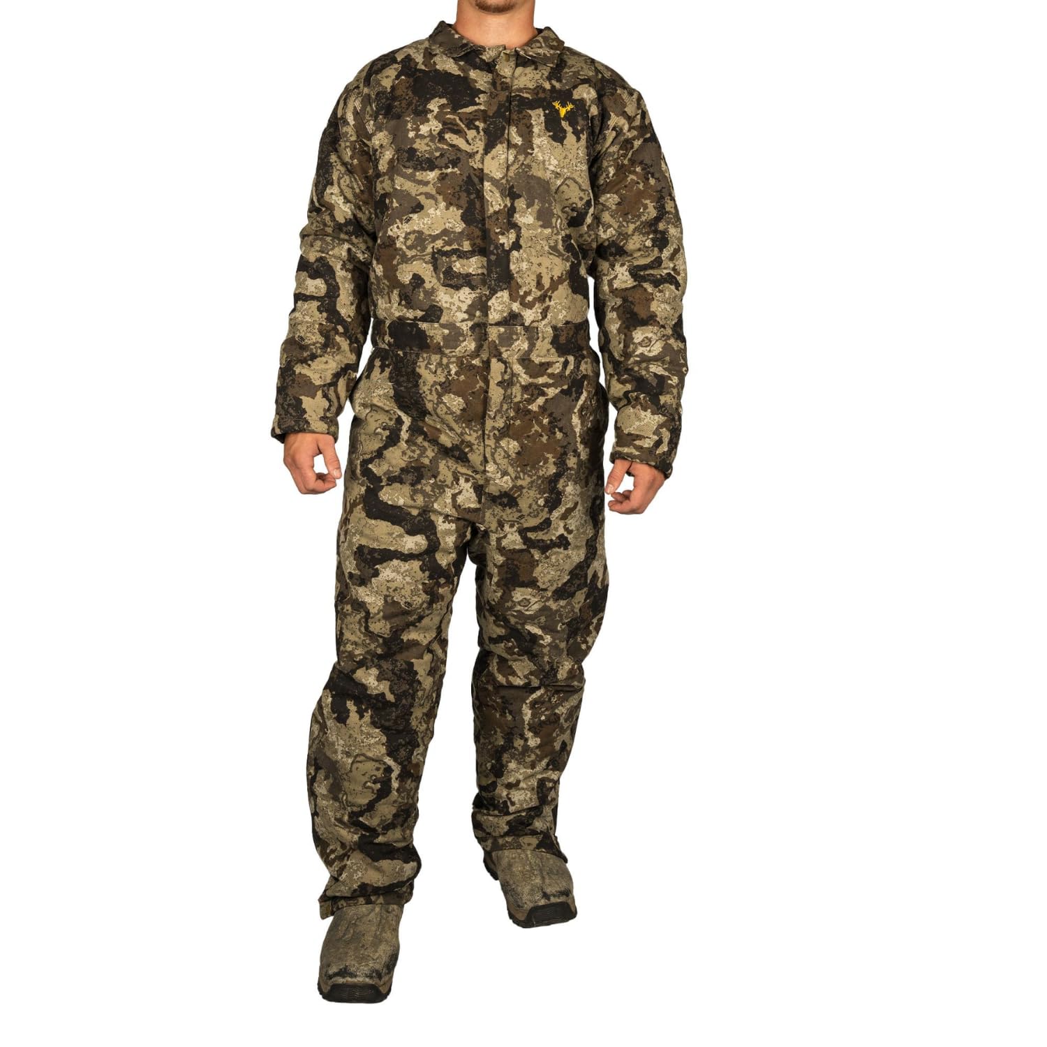 Men's Insulated Twill Camo Hunting Coverall - Warm One-Piece Full Body Coveralls for Cold Weather | Waterproof Hunting Suit for Outdoor Activities, Winter Camping & Ice Fishing
