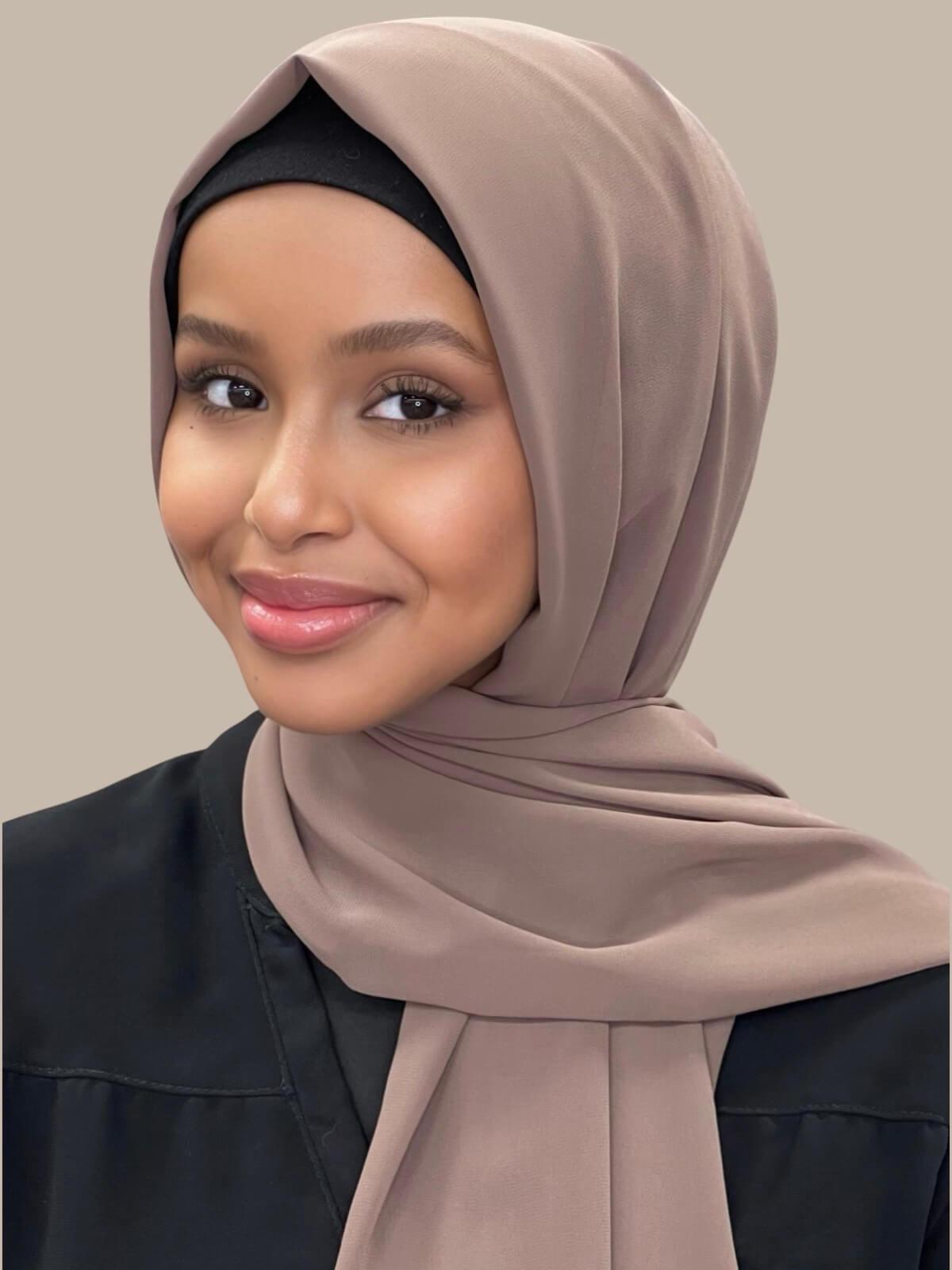Luxury Chiffon Hijab Scarf - Soft Breathable Muslim Headscarf in Chestnut Brown for Women - Perfect for Daily Wear, Prayer, and Special Occasions