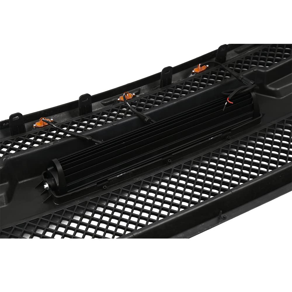JX Racing Performance Front Upper Grille with LED Light Bar for Ford F150 2015-2017 - Matte Black (No Camera Hole) | Off-Road & Truck Accessories Upgrade