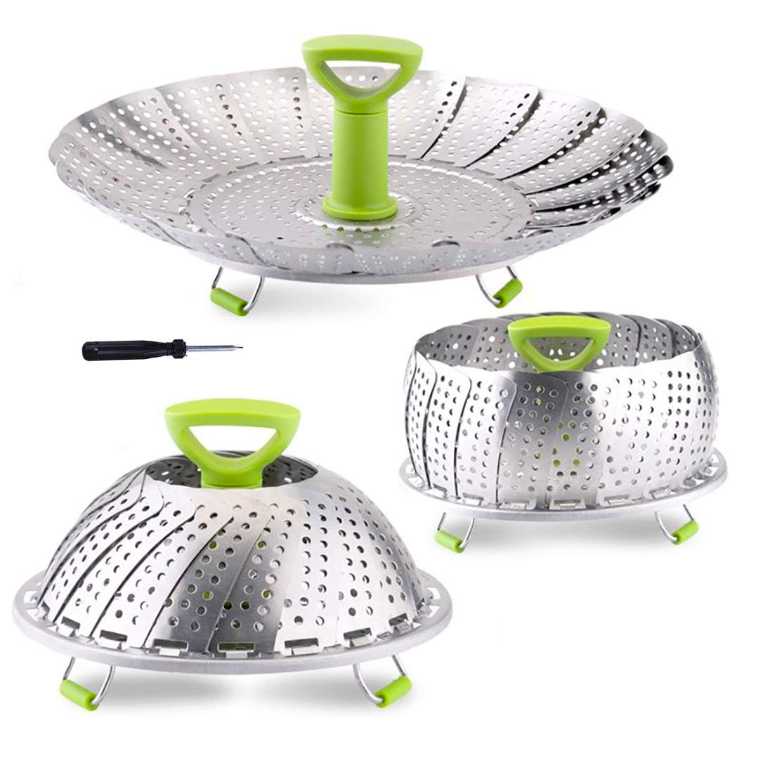 Stainless Steel Vegetable Steamer Basket - Expandable Folding Steamer Insert for Cooking Veggies, Fish & Seafood - Fits 5.1