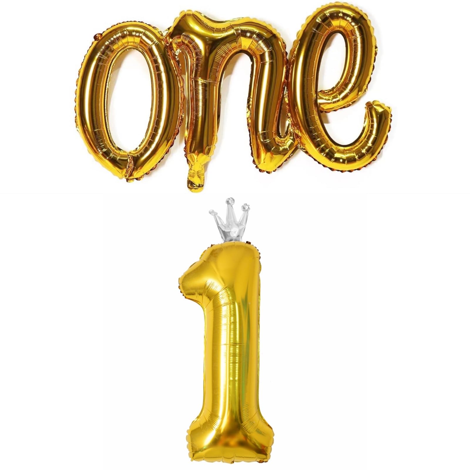 41 Inch Gold Number 1 Balloon Banner with 40 Inch Balloons - First Birthday Party Decorations for Boys & Girls - Perfect for Baby Showers, Milestone Celebrations & Photo Backdrops