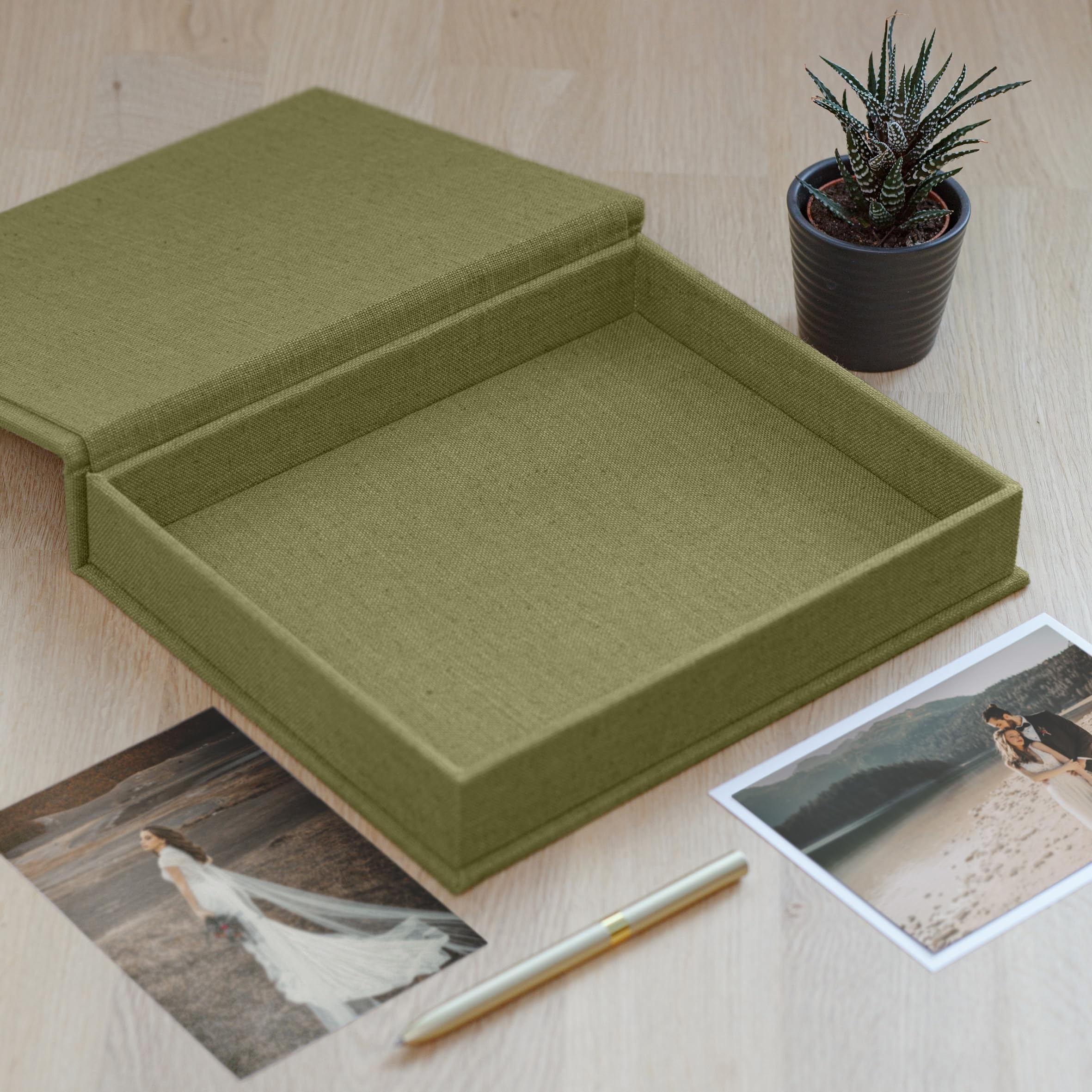 Personalized Wedding Keepsake Memory Box - Handmade Linen Photo Album & Scrapbook Storage - Custom Size Large Gift Box from Europe - Perfect for Anniversary Gifts, Bridal Showers & Wedding Memorabilia Preservation