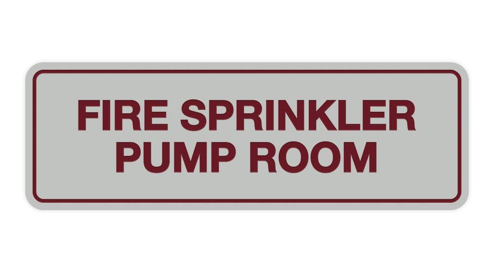 Signs ByLITA Standard Fire Sprinkler Pump Room Sign - Medium Size Light Grey/Burgundy for Industrial Buildings & Commercial Facilities