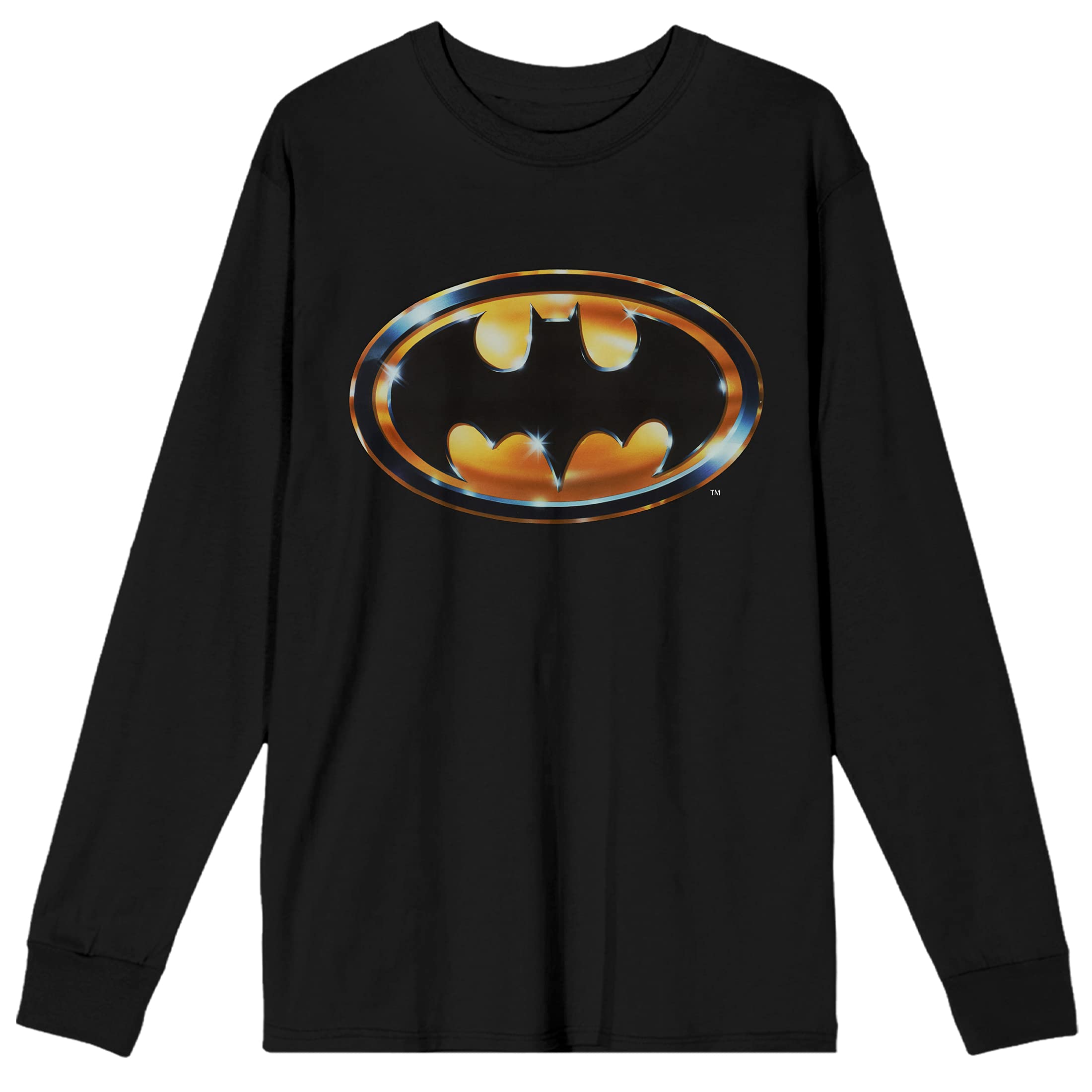 DC Comics Batman Logo Men's Black Graphic Long Sleeve T-Shirt - Superhero Casual Wear for Fans & Collectors