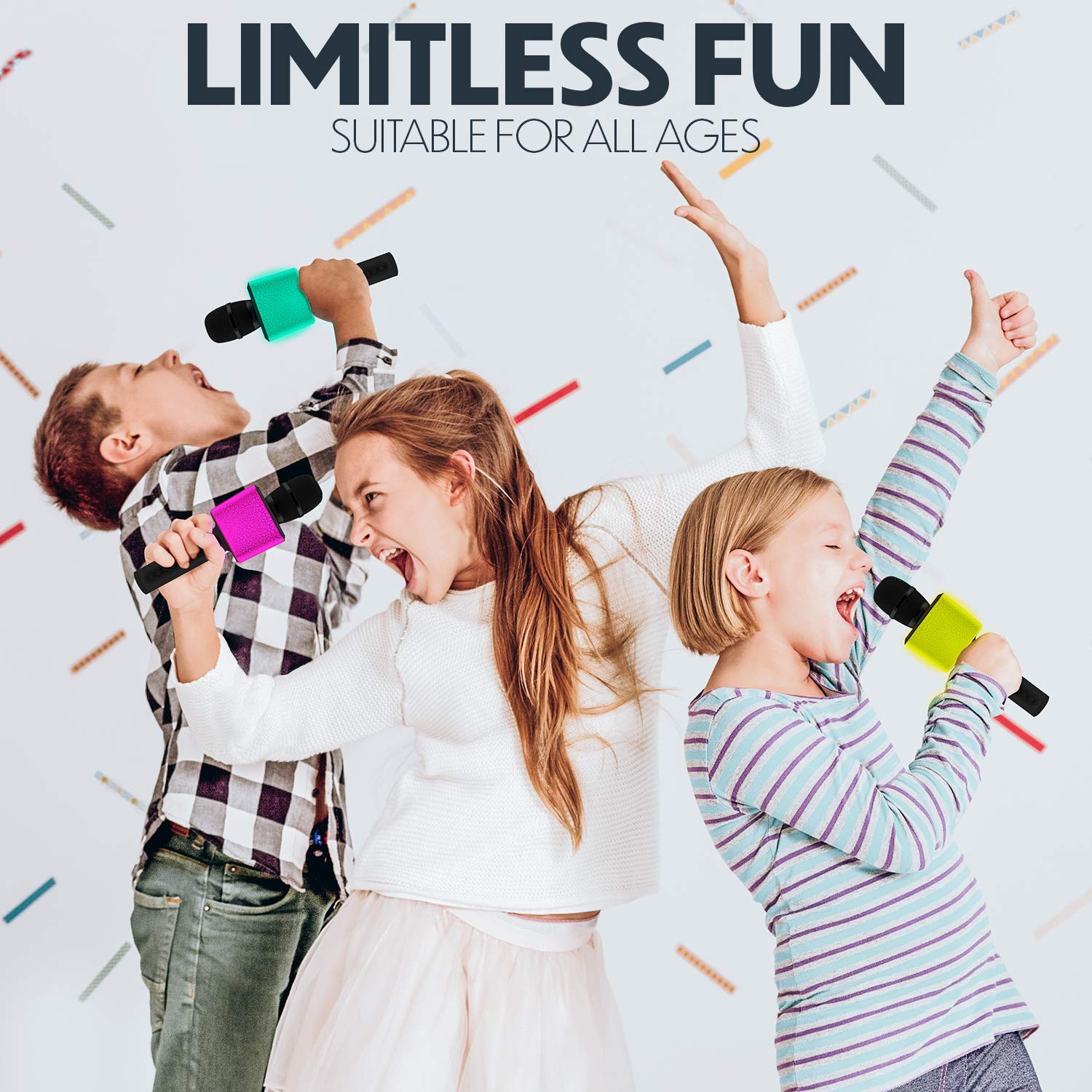 STARUMENT 3-in-1 Wireless Bluetooth Karaoke Microphone with LED Lights - Portable Singing Mic for Kids, Girls & Boys (Black) | Perfect for Home Karaoke, Birthday Parties & Family Gatherings