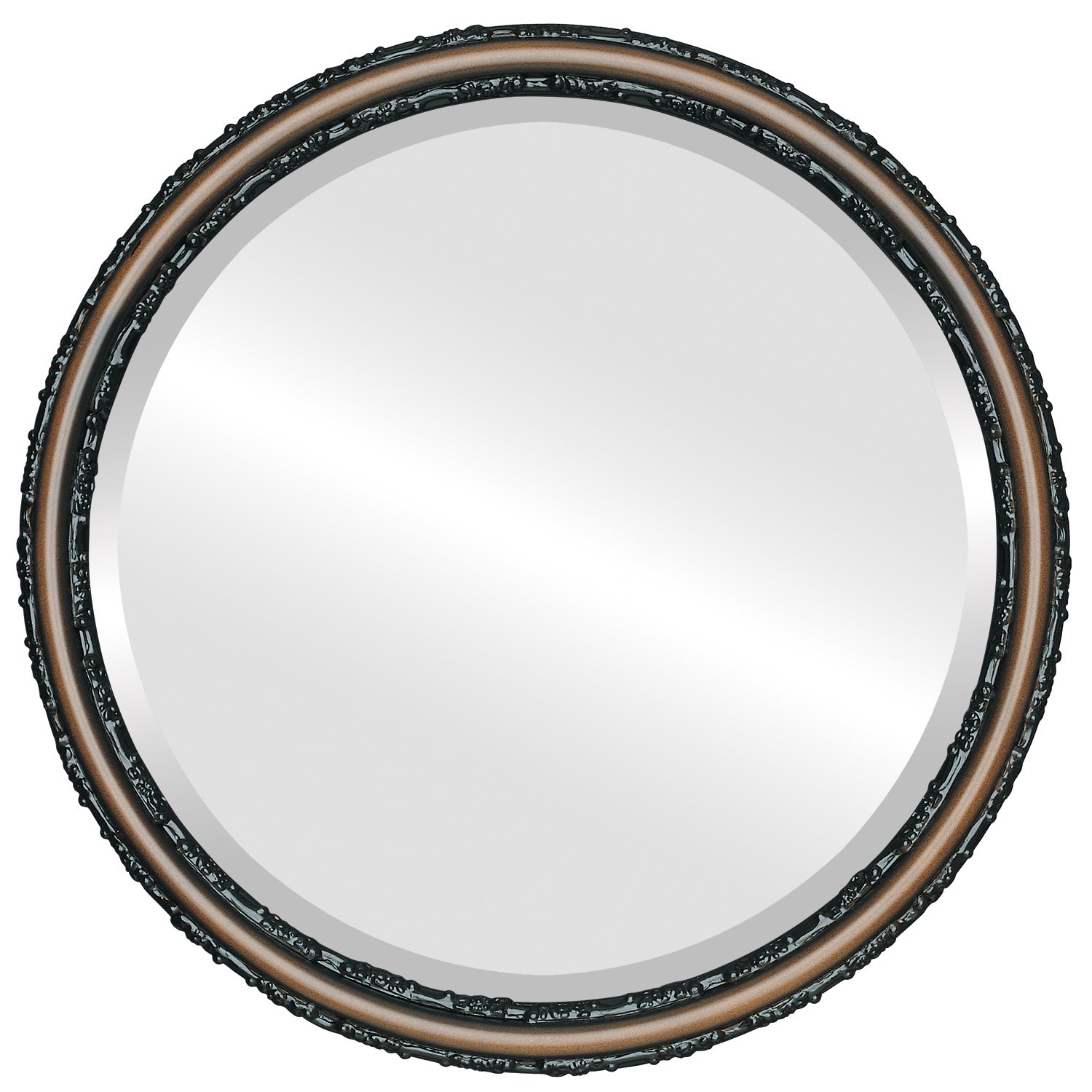 Virginia Style Walnut Round Beveled Wall Mirror - 26x26 Inches - Elegant Home Decor for Living Room, Bedroom & Entryway