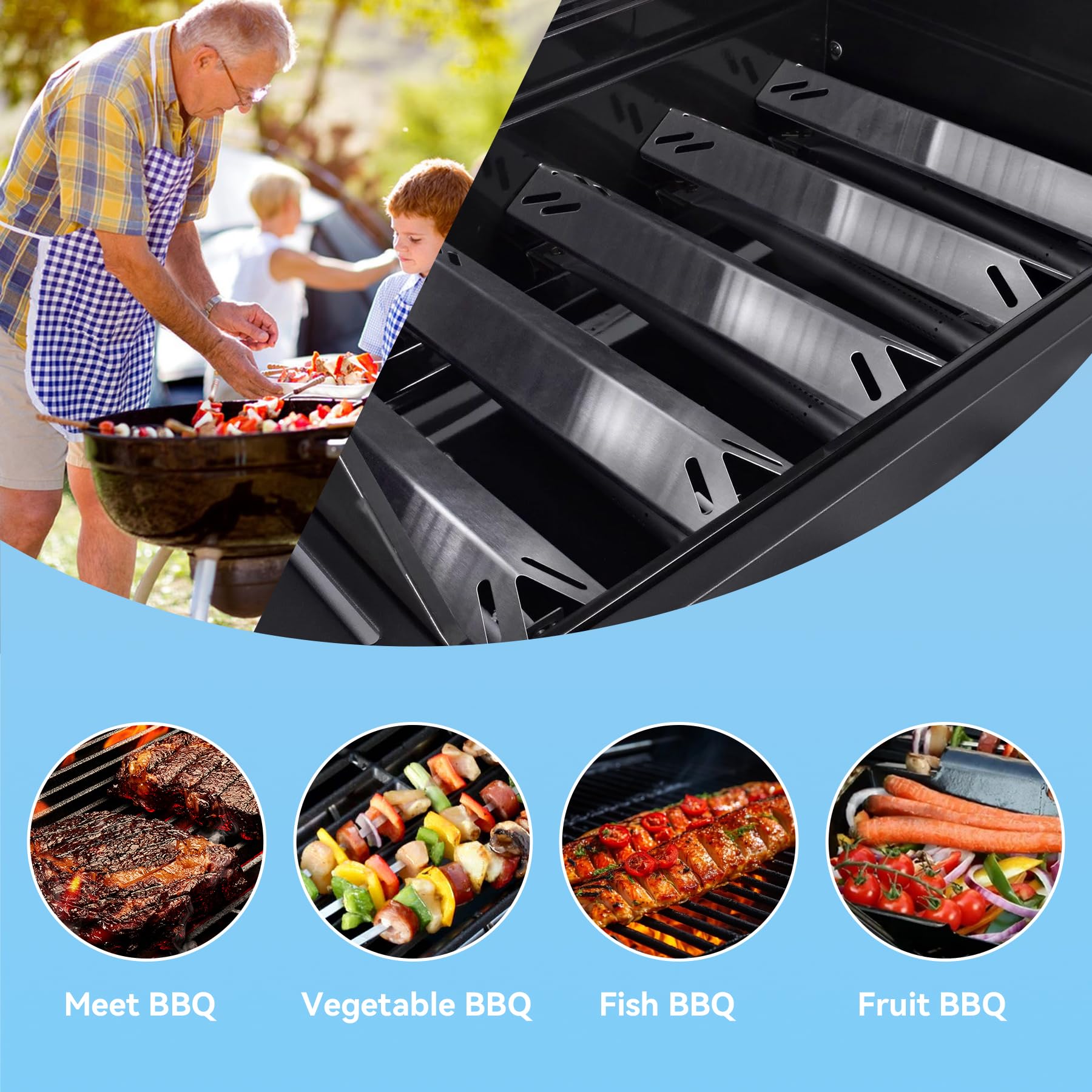 **Cuisinart GAS9556AS Grill Replacement Parts - Compatible with GAS9456AS, 2556, GAS2456AS, GAS2556AS, GAS1456ASO - Burner & Heat Plate for 3-in-1, 4 & 5 Burner Gas Grills - Perfect for Outdoor BBQ, Camping & Backyard Cooking**